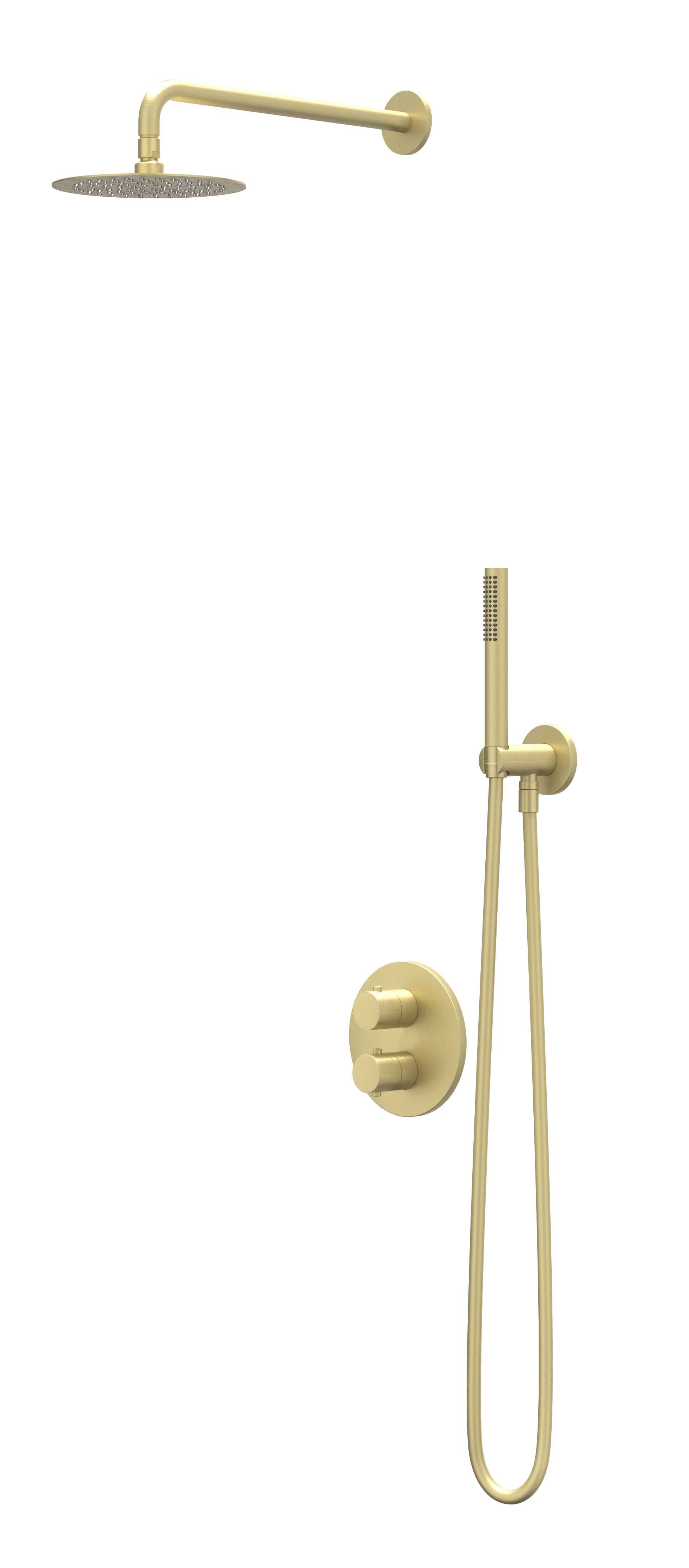 IVY Bond set 2-weg st.omst. w.arm R25cm verst. steun m. geint. uitl. slang 150cm + 3-st. hd. CSB2EXMPBEAC Geborsteld mat goud PVD