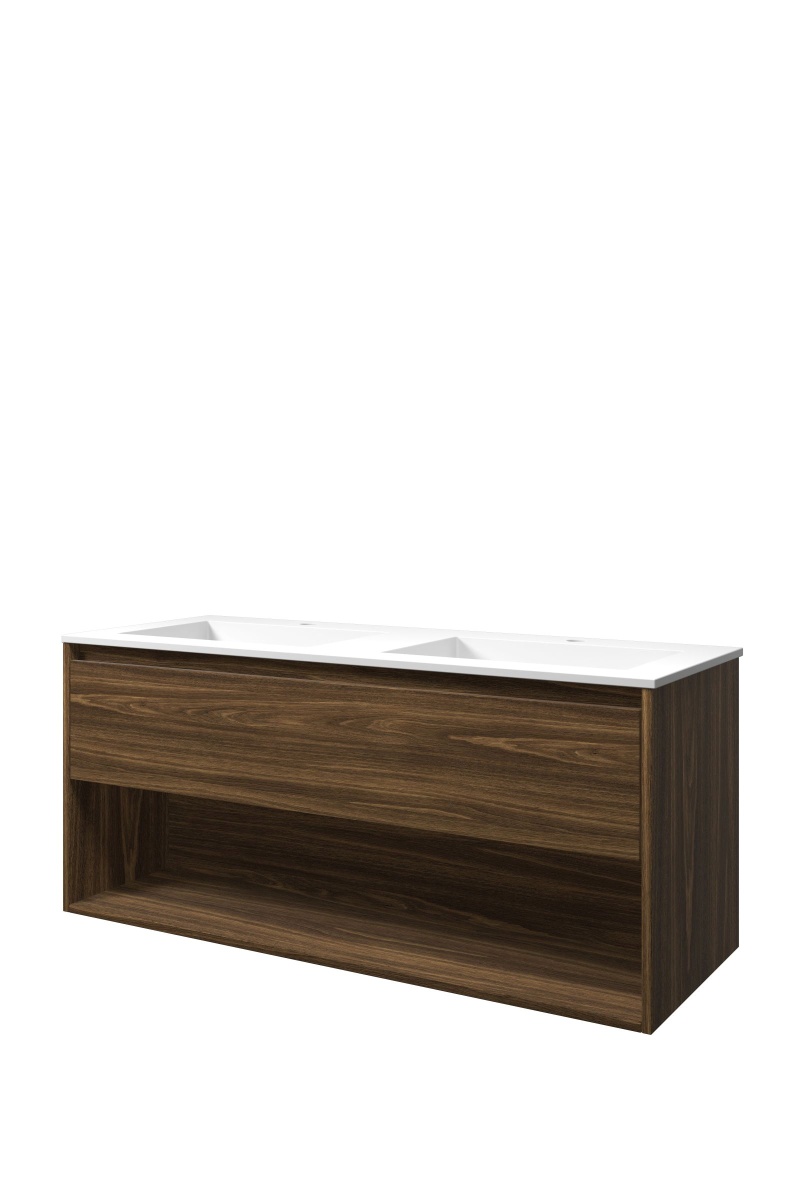 Proline set polystone Elegant wast. met 2 krgt. en onderk. met schap 1816073 Cabana oak/Mat wit H540xB1200xD460