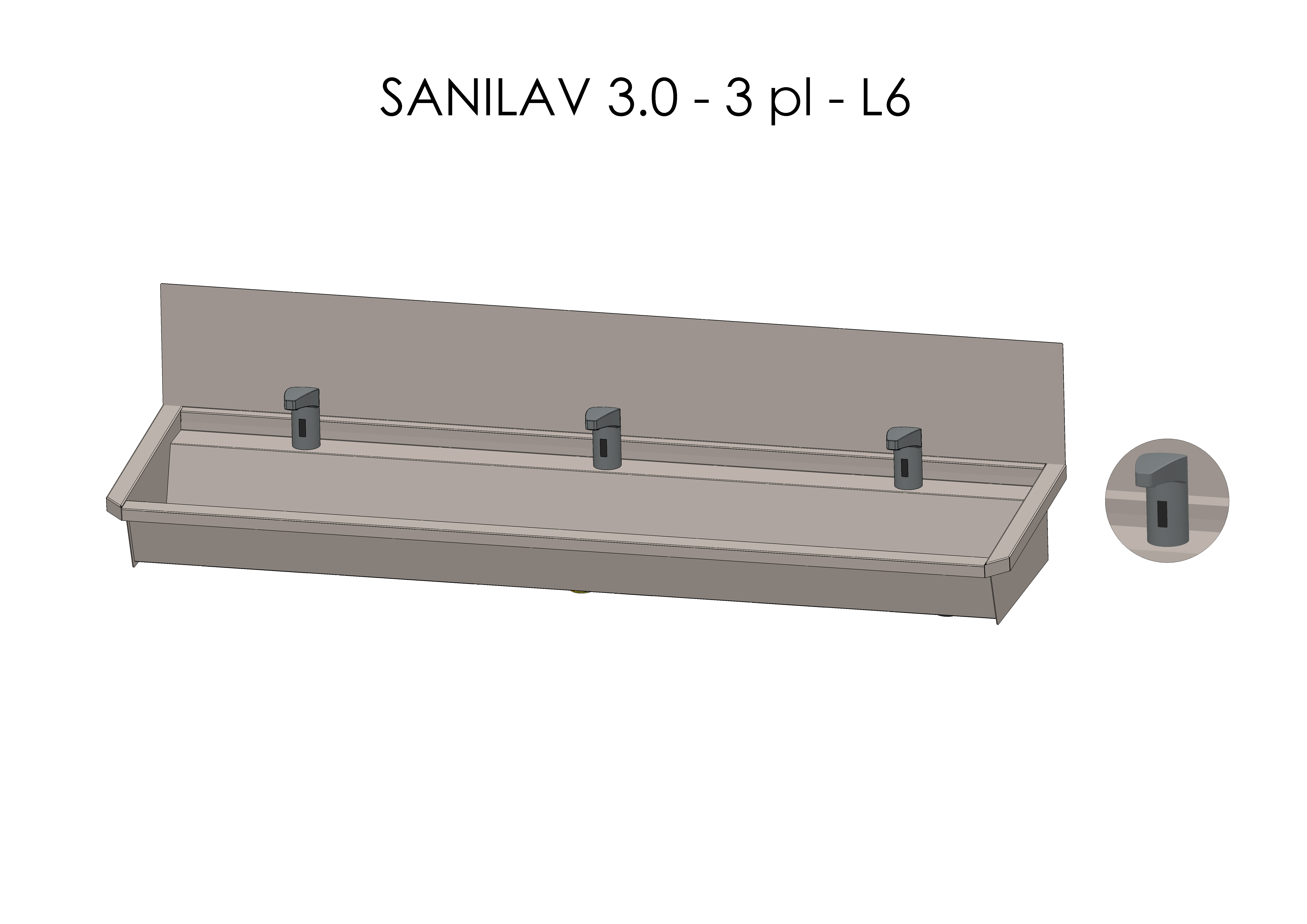 Intersan Sanilav muurwastrog rvs 3p 180 elektr. mengkr. SANILAV 3.0-3- L6