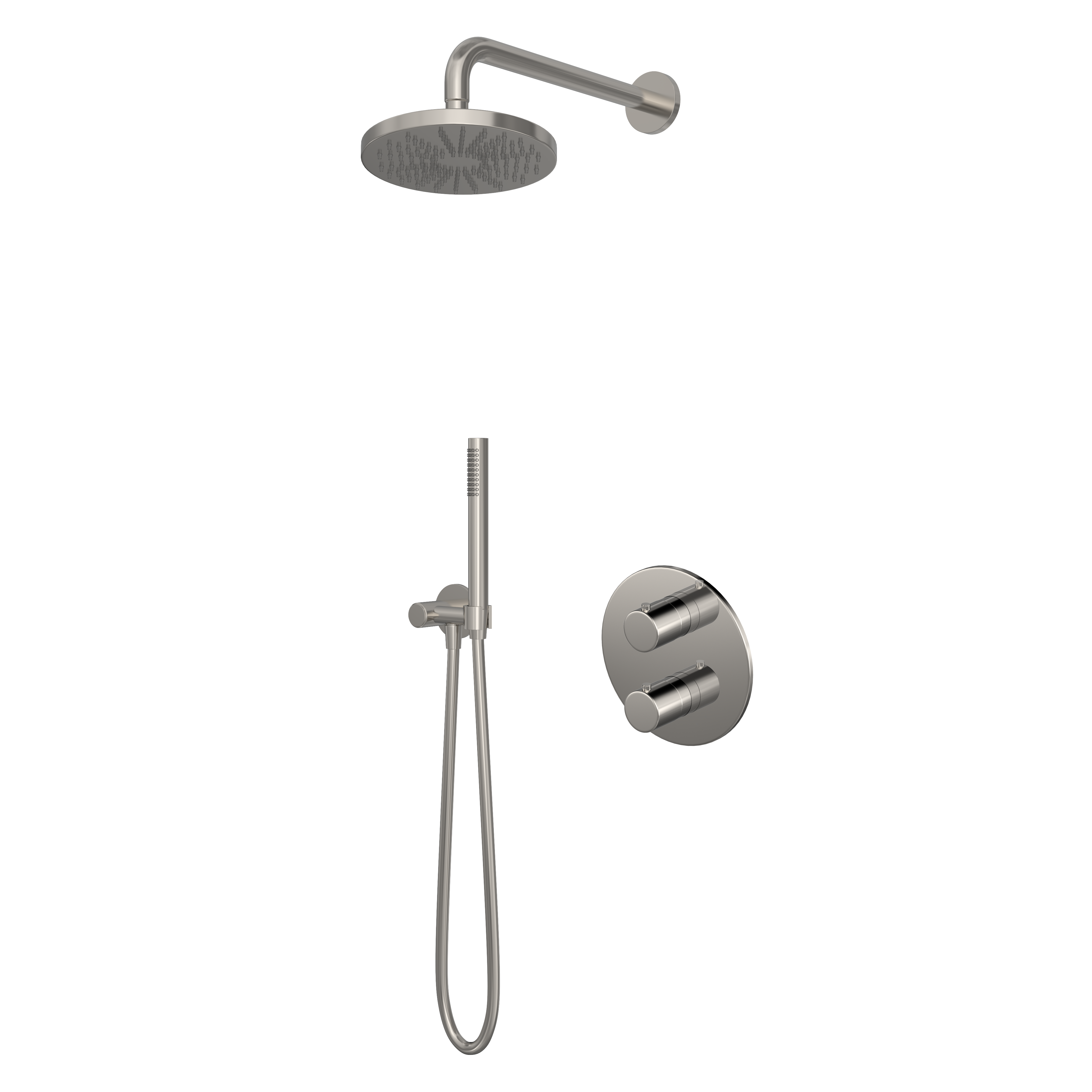 Hotbath IBS1A 2-weg-omstel 3s. handdouche 15cm plafondb 30cm hoofddouche glijstang IBS1AGN1257 Geborsteld Nikkel