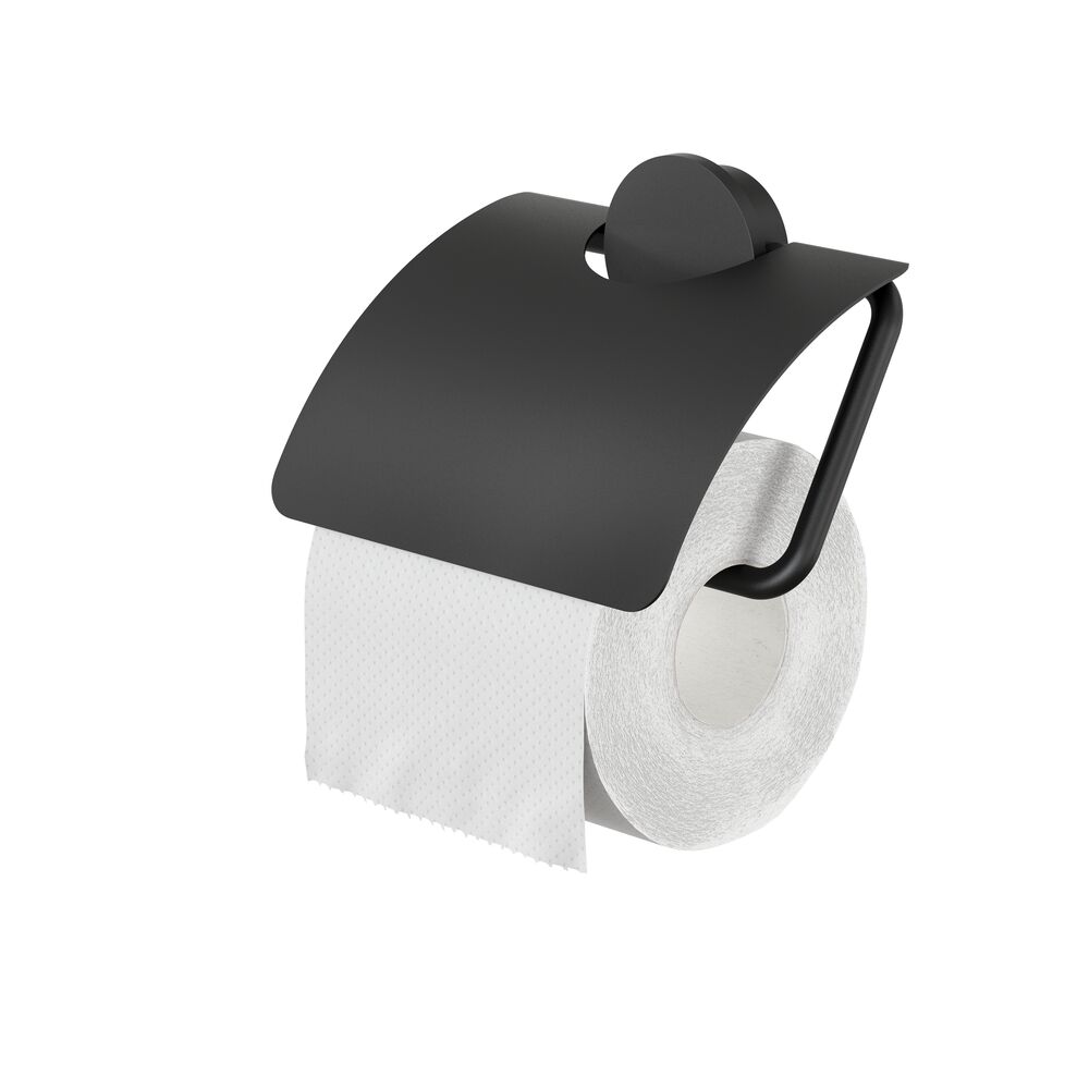 Geesa Opal toiletrolhouder met klep 917208-06 zwart