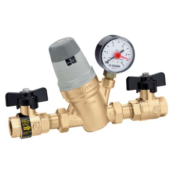 Caleffi  vulcombinatie met afsluiters keerklep en manometer 554150 3/4