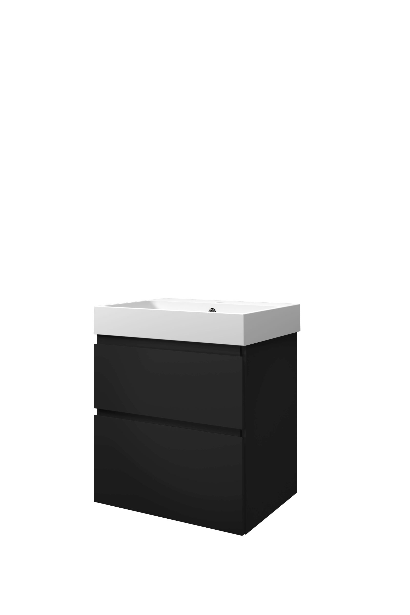 Proline set polystone Loft wast. met 1 krgt. en onderk. a-sym. 1817036 Mat zwart/Mat wit H700xB600xD460