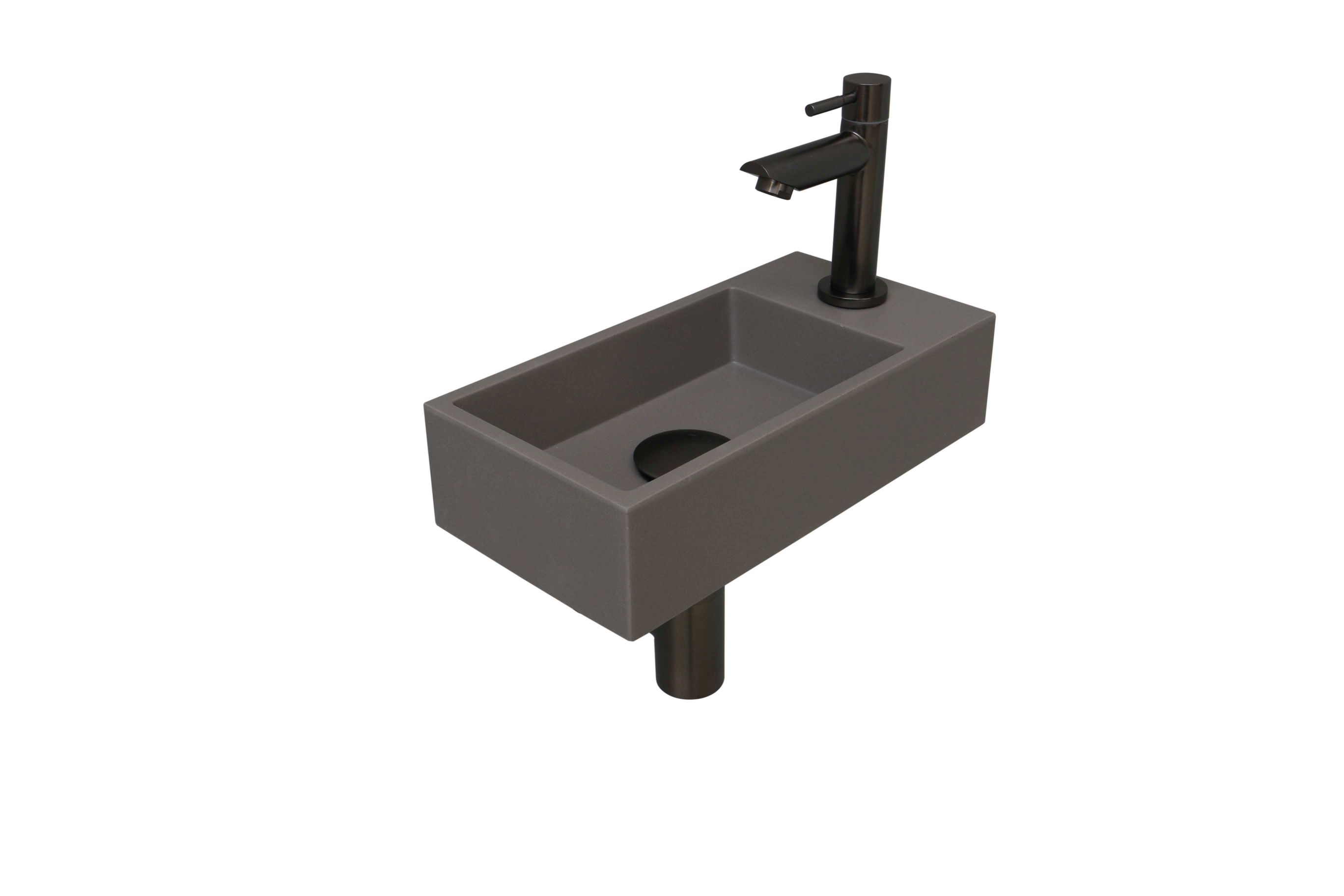 INK fonteinpack Quartz R incl. kraan sifon plug en montageset 1805175 Quartz beton/gun metal H90xB360xD180