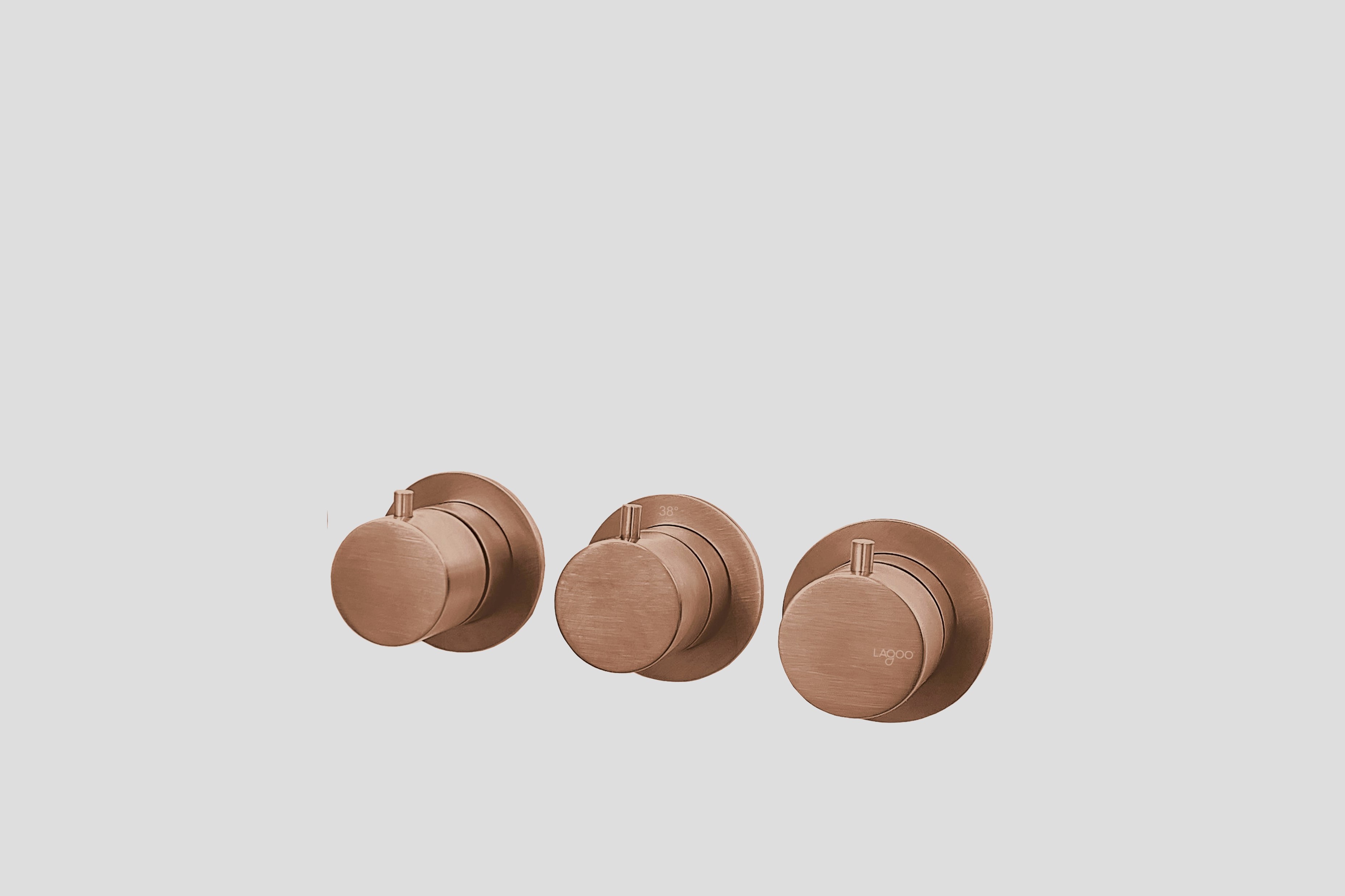 Lagoo Garda Inbouw douche/bad thermostaat Tripple7 met 3-weg omstel G2275BK Brushed Copper PVD