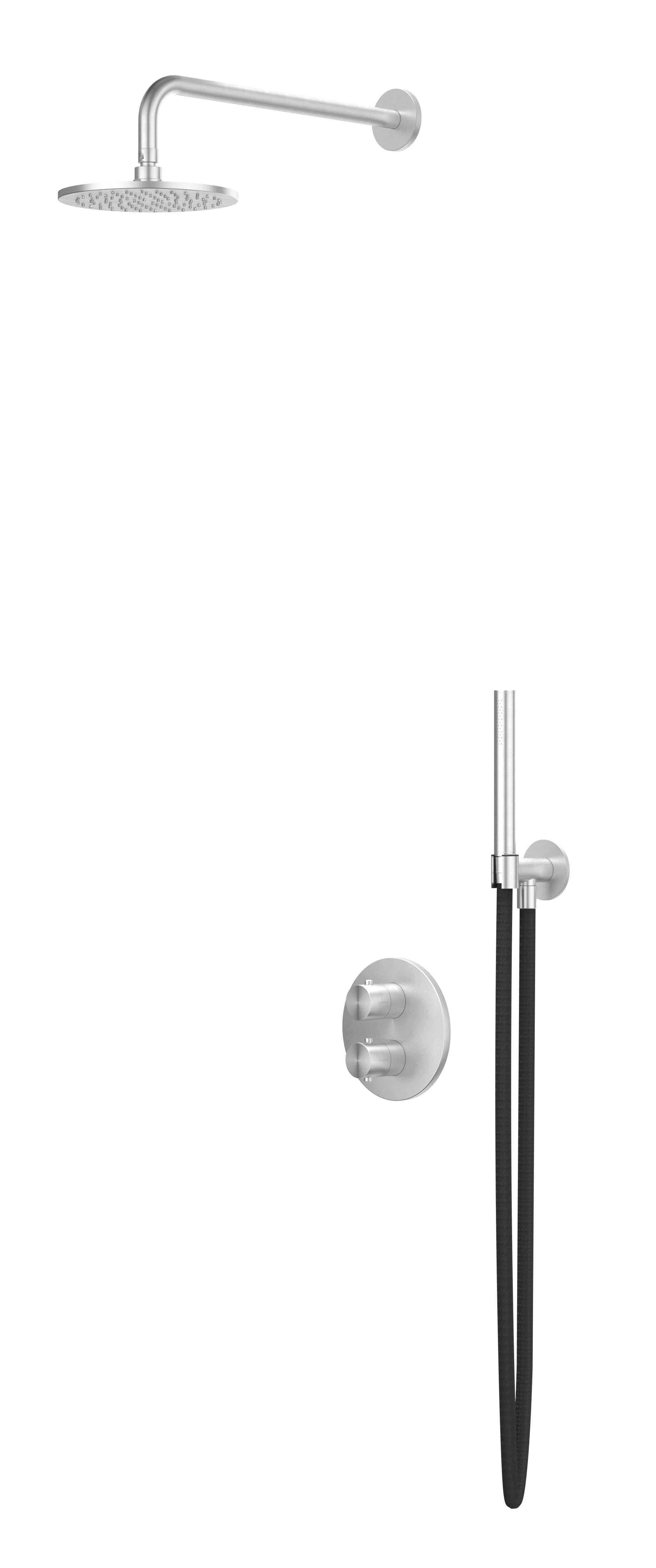 IVY Concord set 2-weg st.omst. pl.b. 30cm R25cm houder m. uitl. slang 150cm + staaf CSC2EXIXABCA RVS316 geborsteld