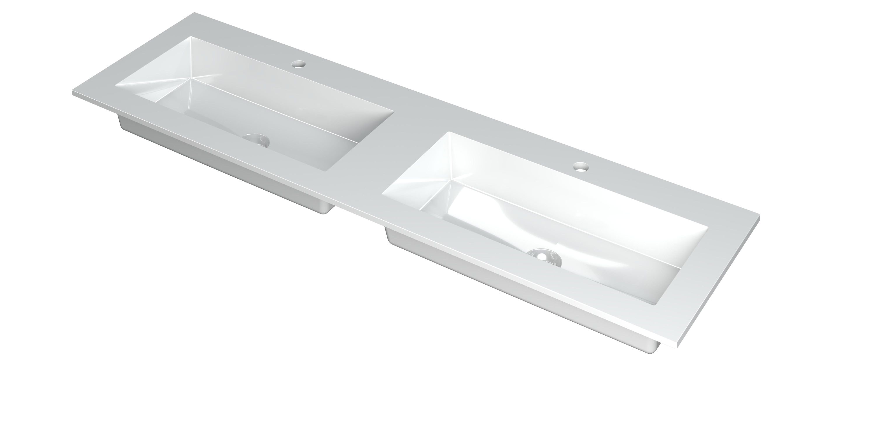 INK Kraft wastafel dubbele bak m. 2 krgtn 3417380 Glans wit H10xB1600xD450