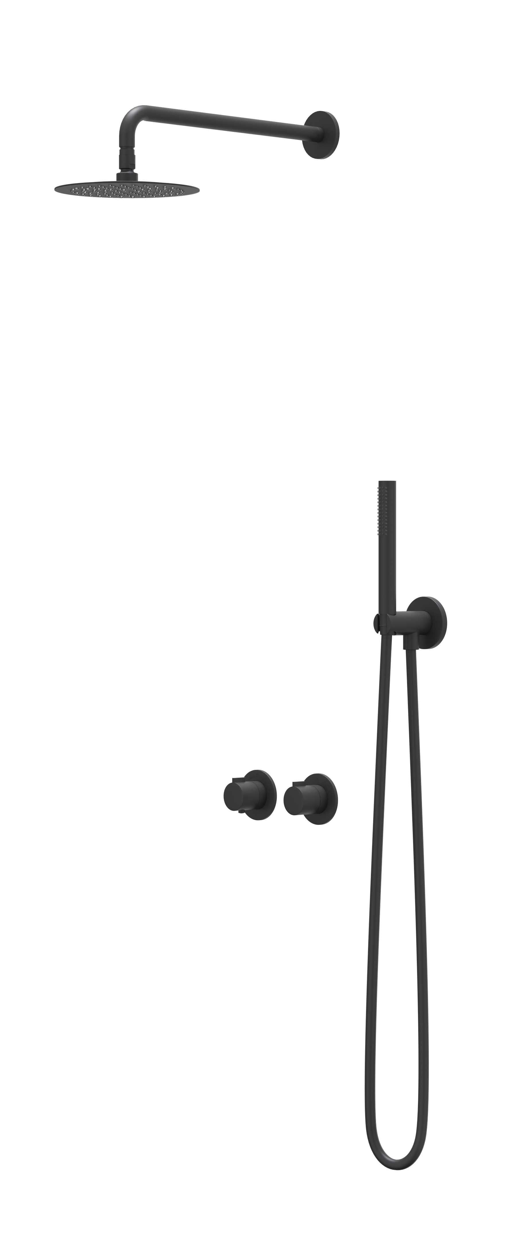 IVY Pact Inbouwset 2-weg  30cm plaf. 20cm sl houder  en 3-st handd CSP3MZBACA Mat zwart PED