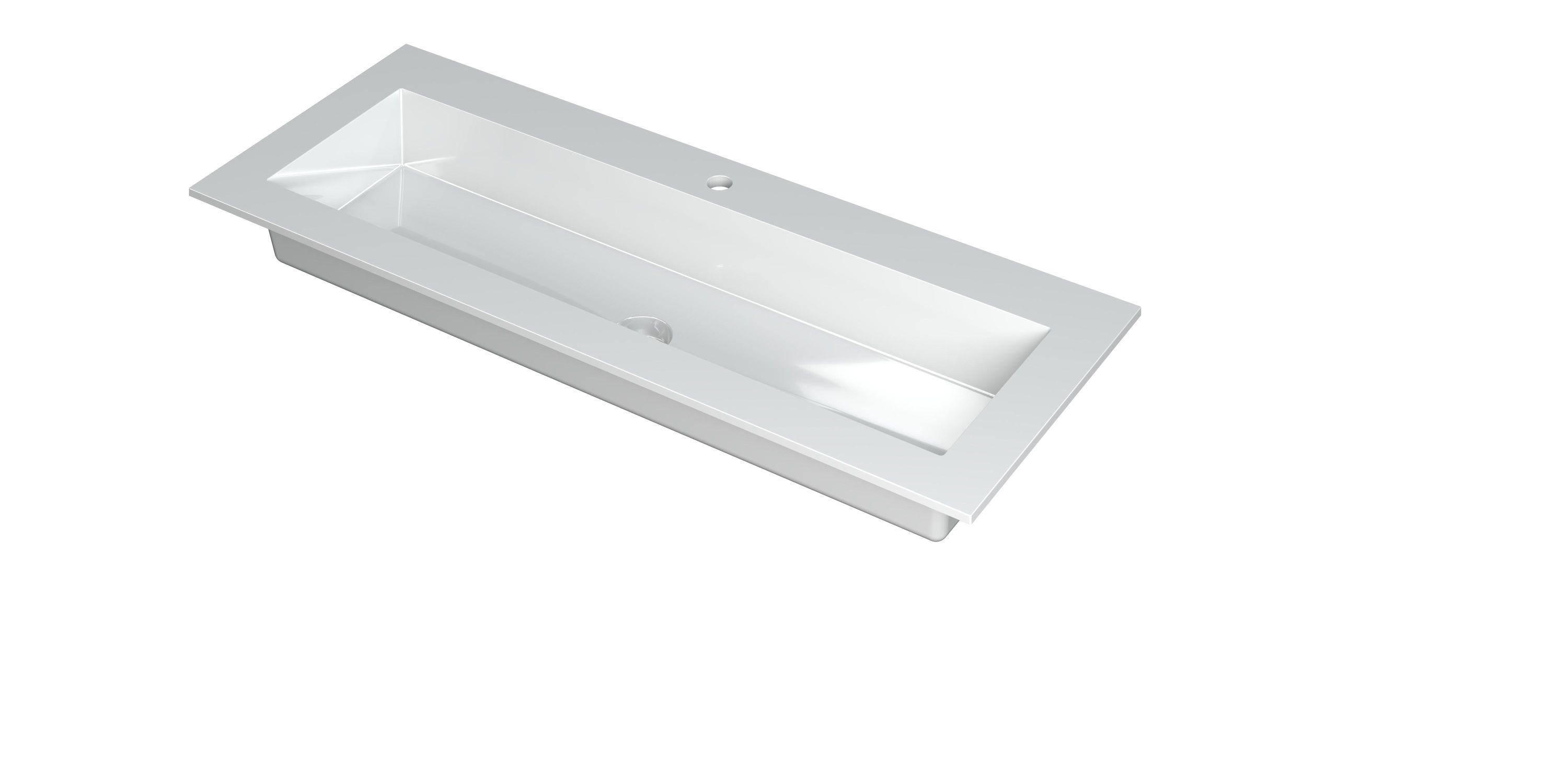 INK Kraft wastafel enkele bak 1 krgt 3417260 Glans wit H10xB1200xD450