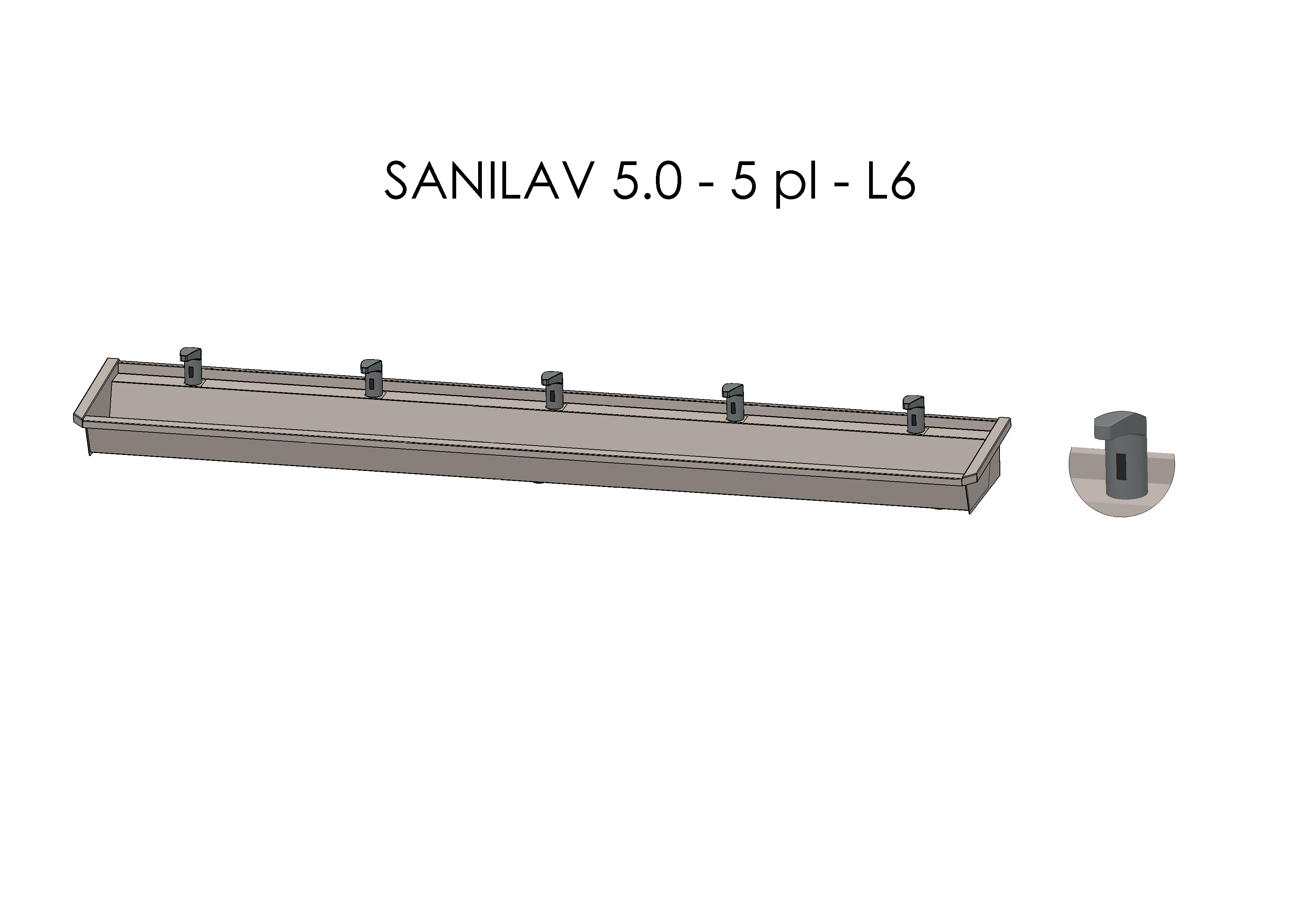 Intersan Sanilav muurwastrog rvs 5p 300 elektr. mengkr. SANILAV 5.0-5- L6