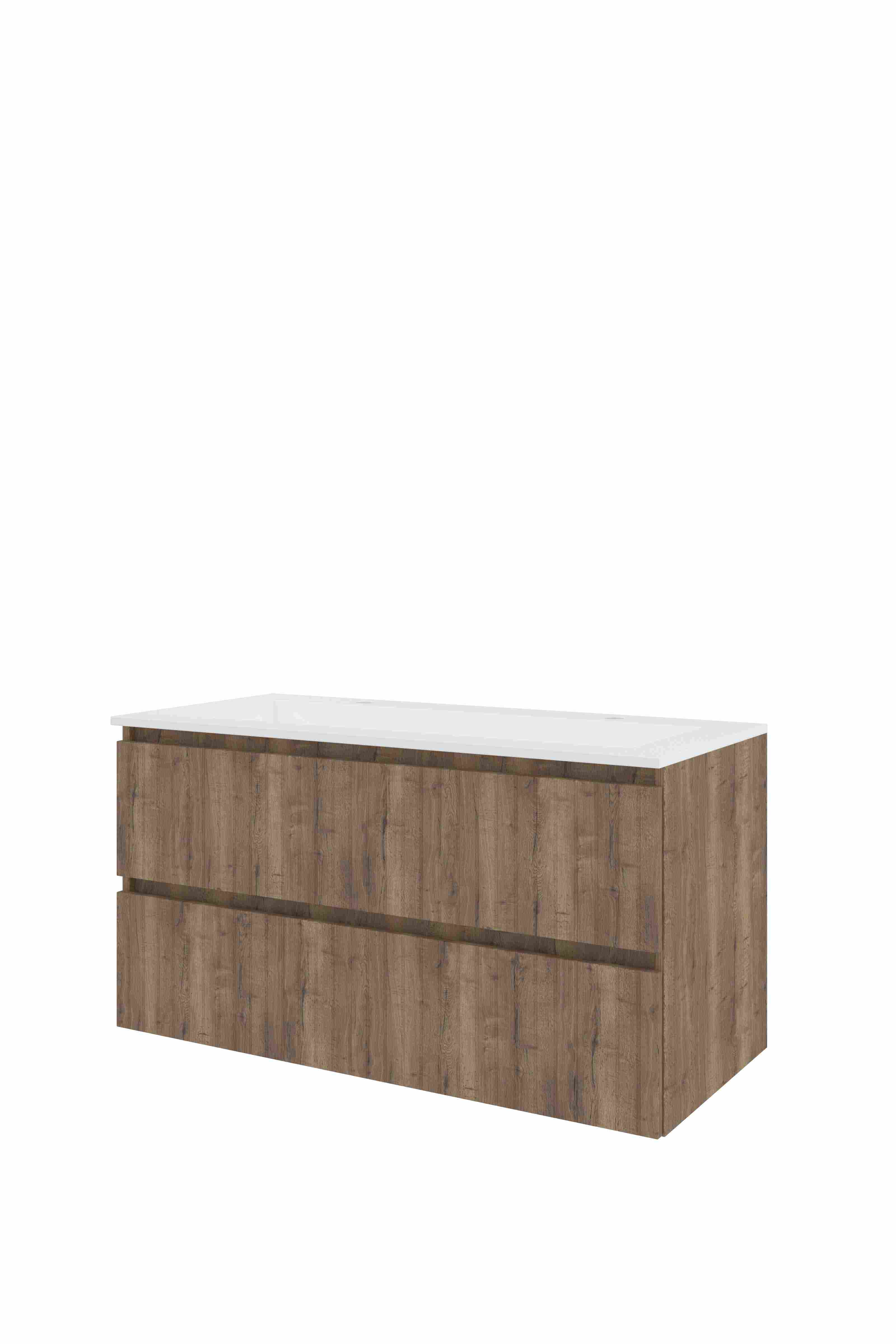 Proline Set polystone Elegant wast. met 2 kr.gaten en onderkast sym. gefr. 1818513 Terra oak/Mat wit 1000x460x540