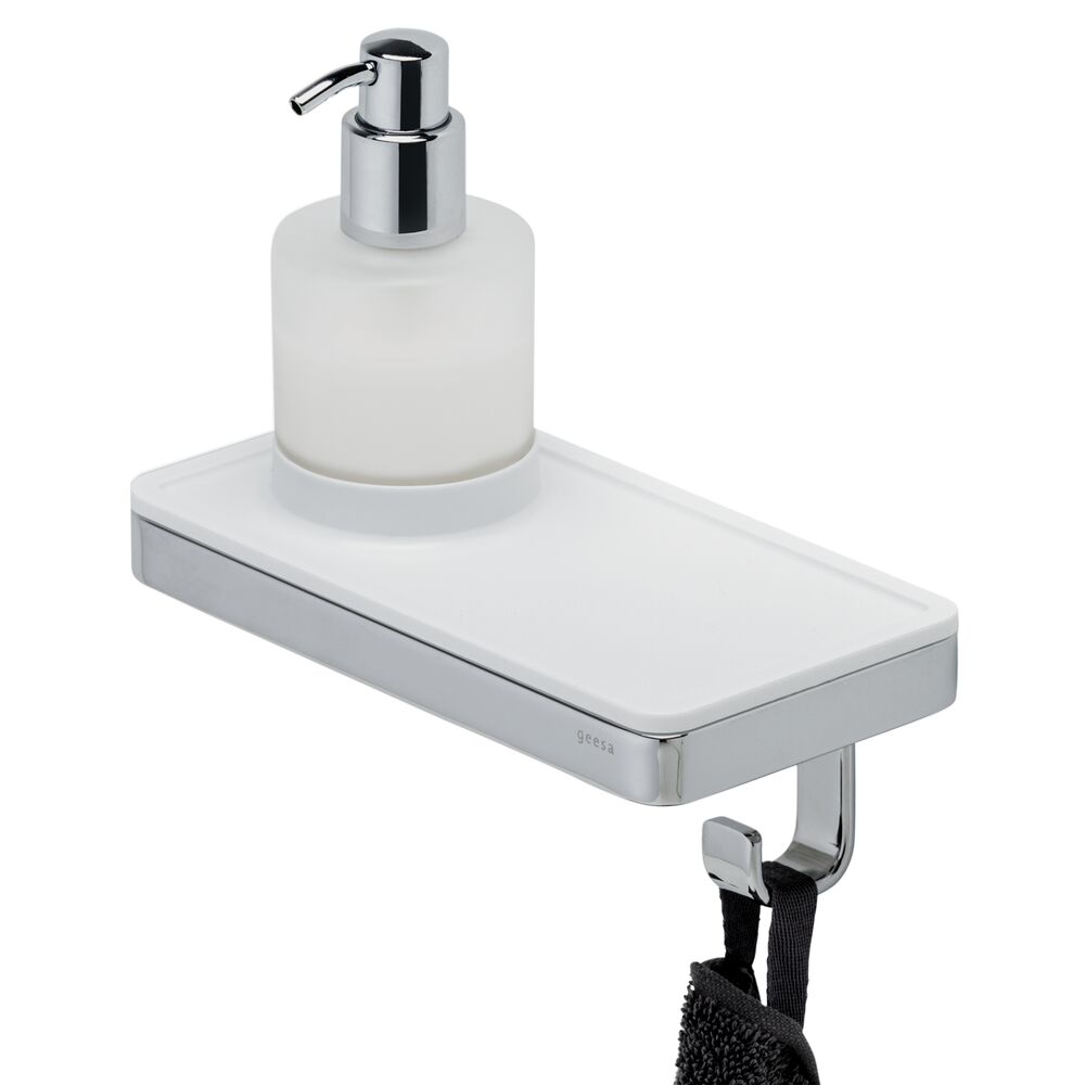 Geesa Frame Zeepdispenser met planchet en haak Wit / Chroom 918816-02