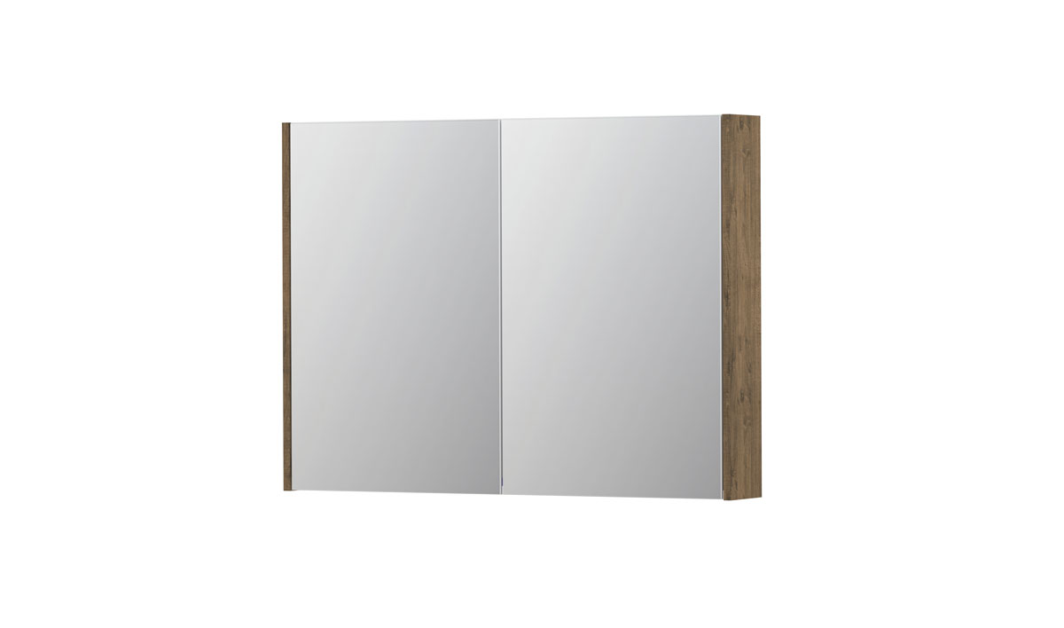 INK spiegelkast met 2 dubbelz. spiegeldeuren en stopc./schak. 1105310 Naturel eiken H730xB1000xD140