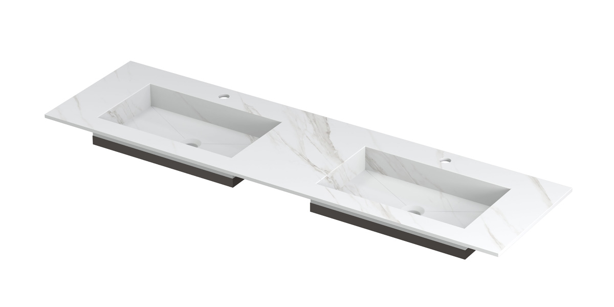 INK Post wast. keramische slab envelop bak dubbel 2 krgt. H10xB1600xD450 Calacatta mat / 210130