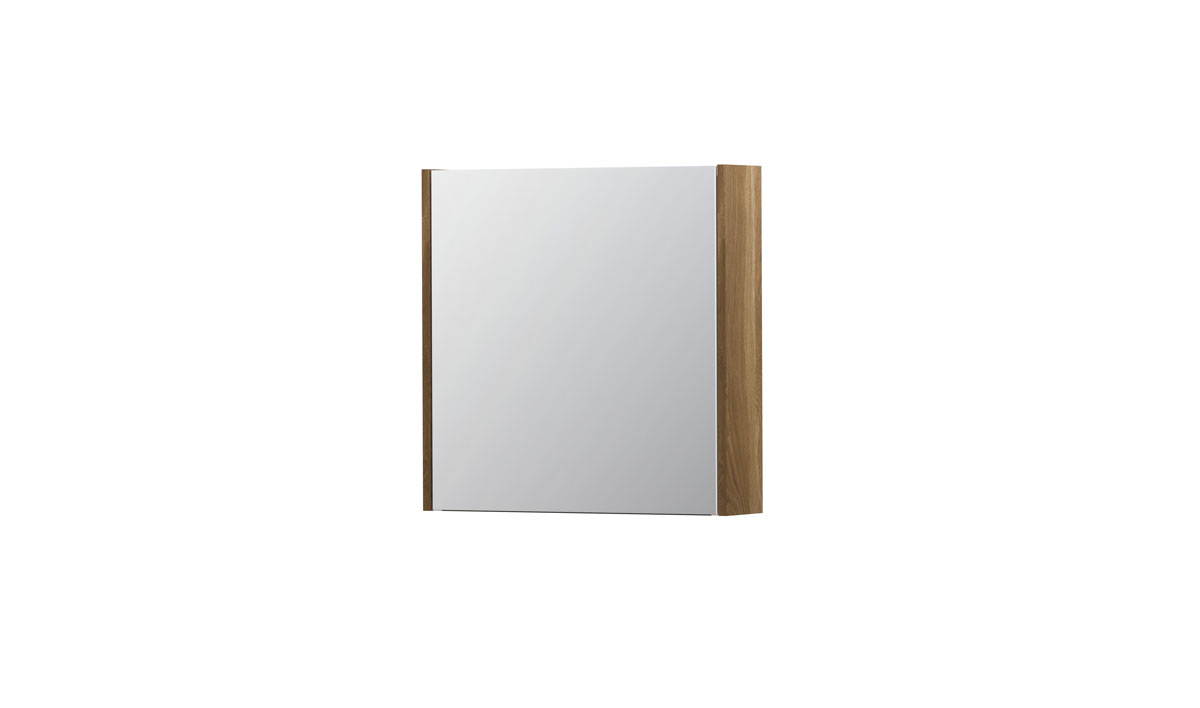 INK SPK1 spiegelkast m. 1 dubbelzijdige spiegeldeur en stop/schak. 1110468 massief eiken H600xB600xD140