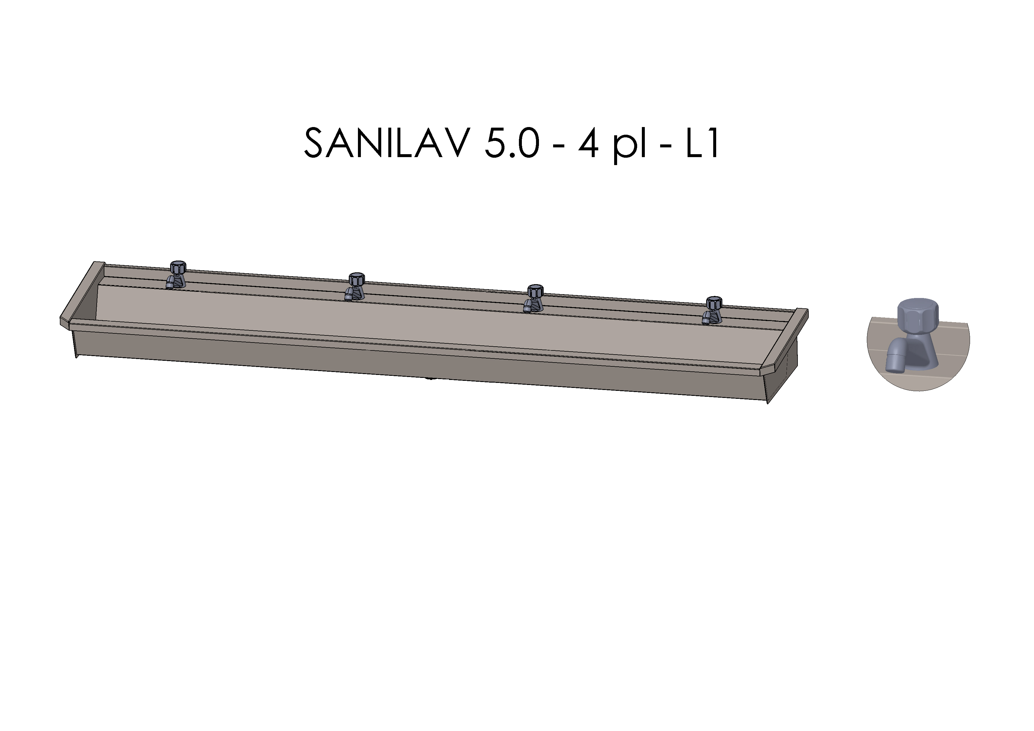 Intersan Sanilav muurwastrog rvs 4p 240 wast.krn SANILAV 5.0-4-L1