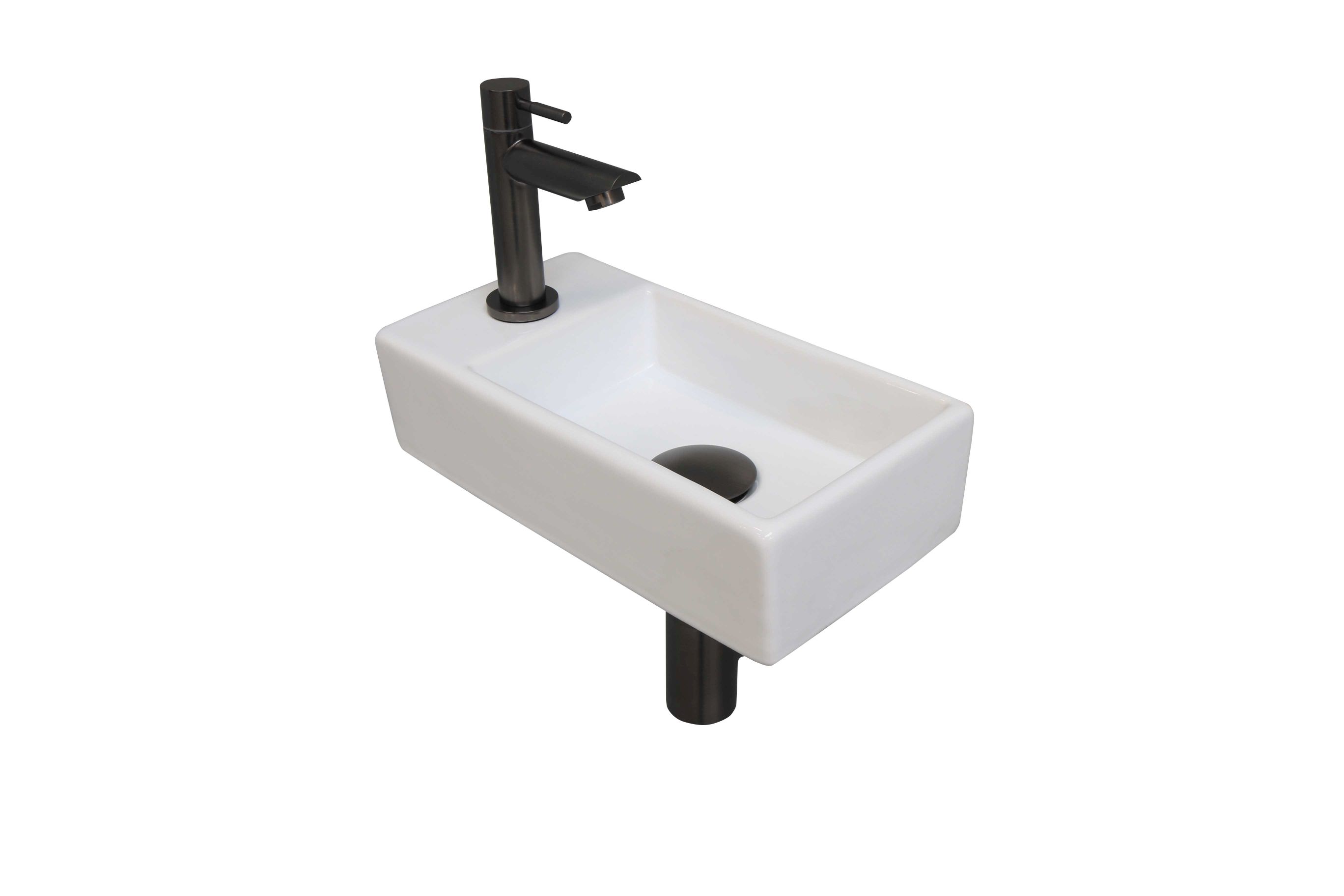 INK fonteinpack pors. L incl. kraan sifon plug en montageset 1805353 Glans wit/Gun metal H90xB360xD180