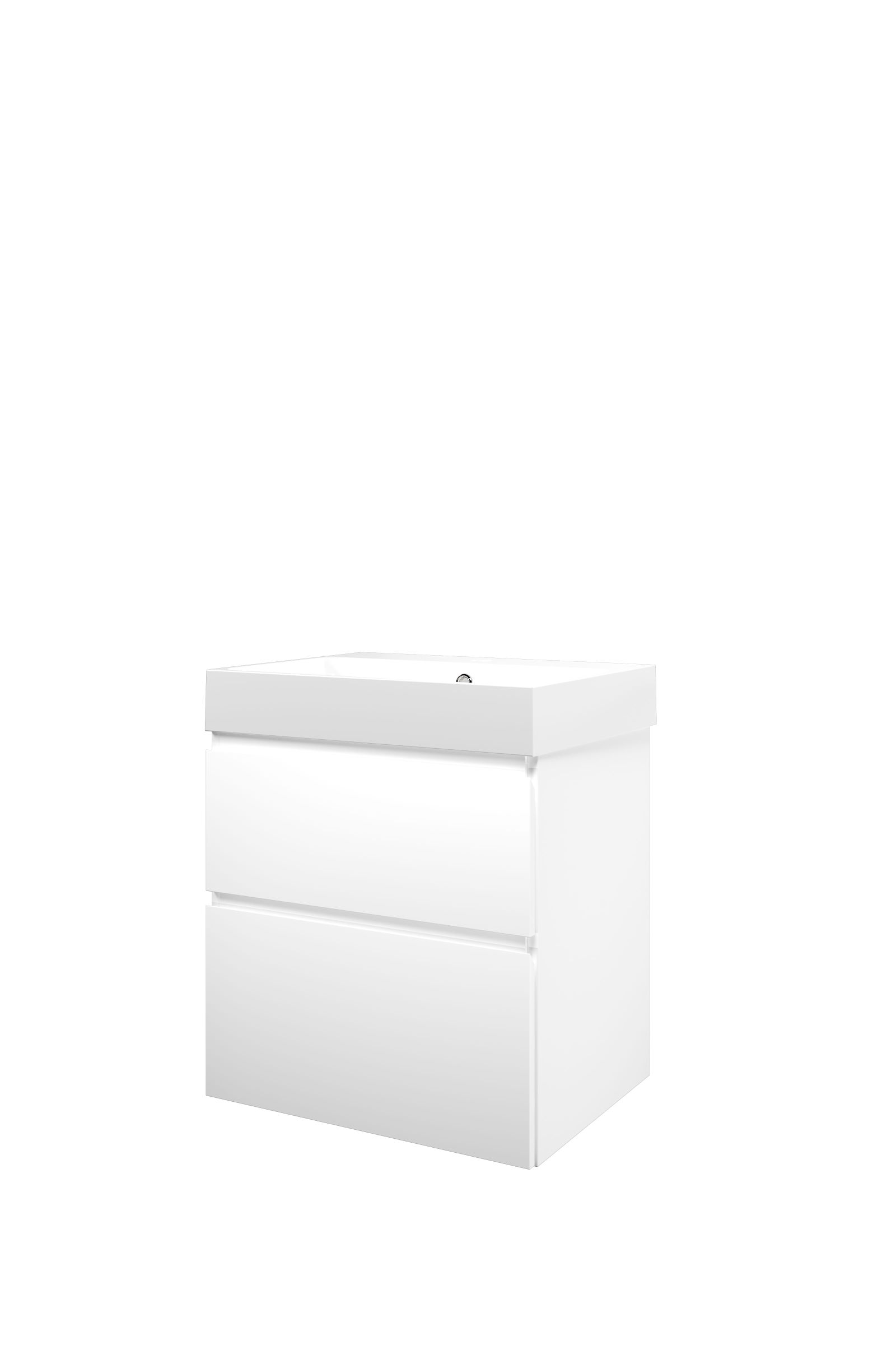 Proline set polystone Loft wast. met 1 krgt. en onderk. a-sym. 1817015 Mat wit/Glans wit H700xB600xD460