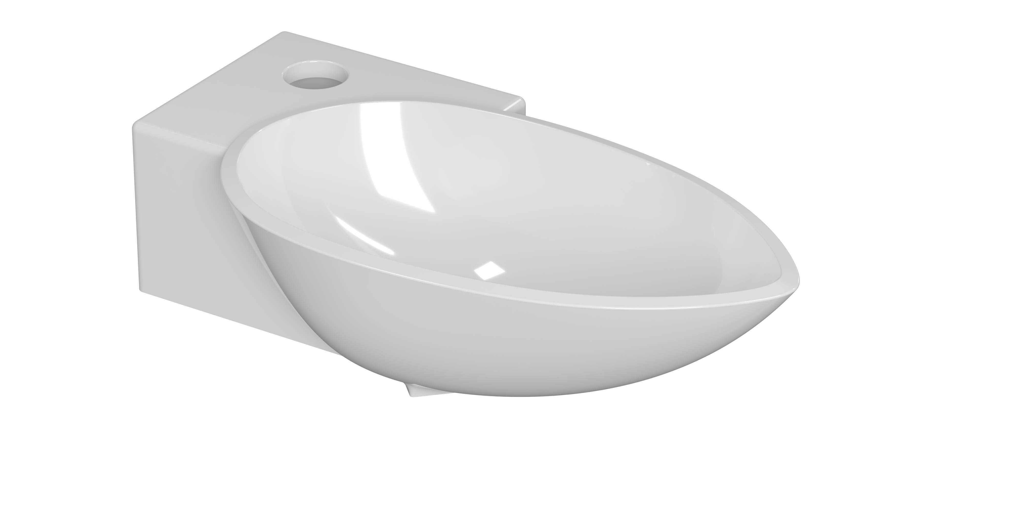 INK Storm Fontein Polystone links met 1 krgt. 3401010 Glans wit H120xB400xD220