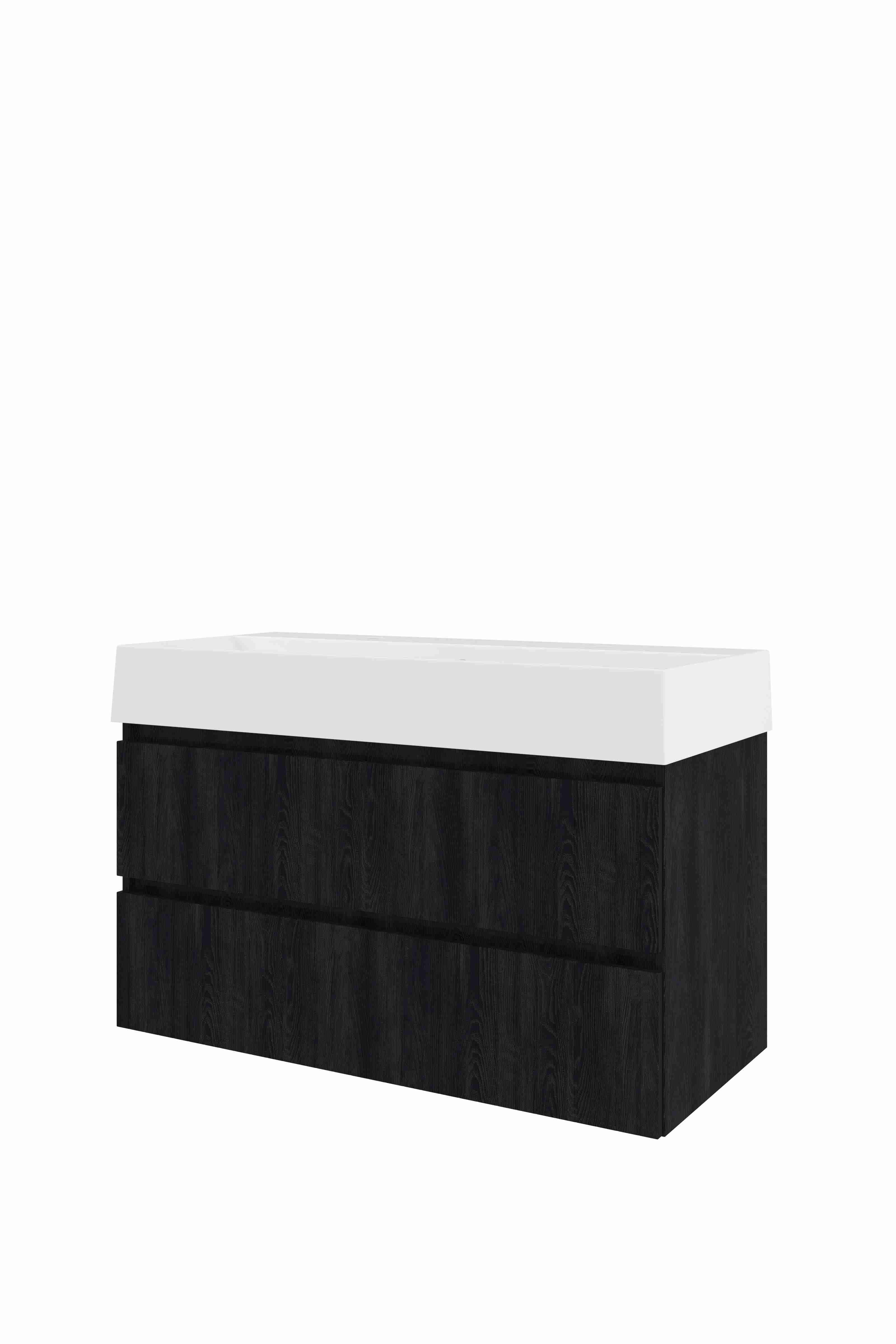 Proline Set porselein Loft wast. met 2 kr.gaten en onderkast sym. gefr. 1818202 Charcoal oak/Glans wit 1000x460x650