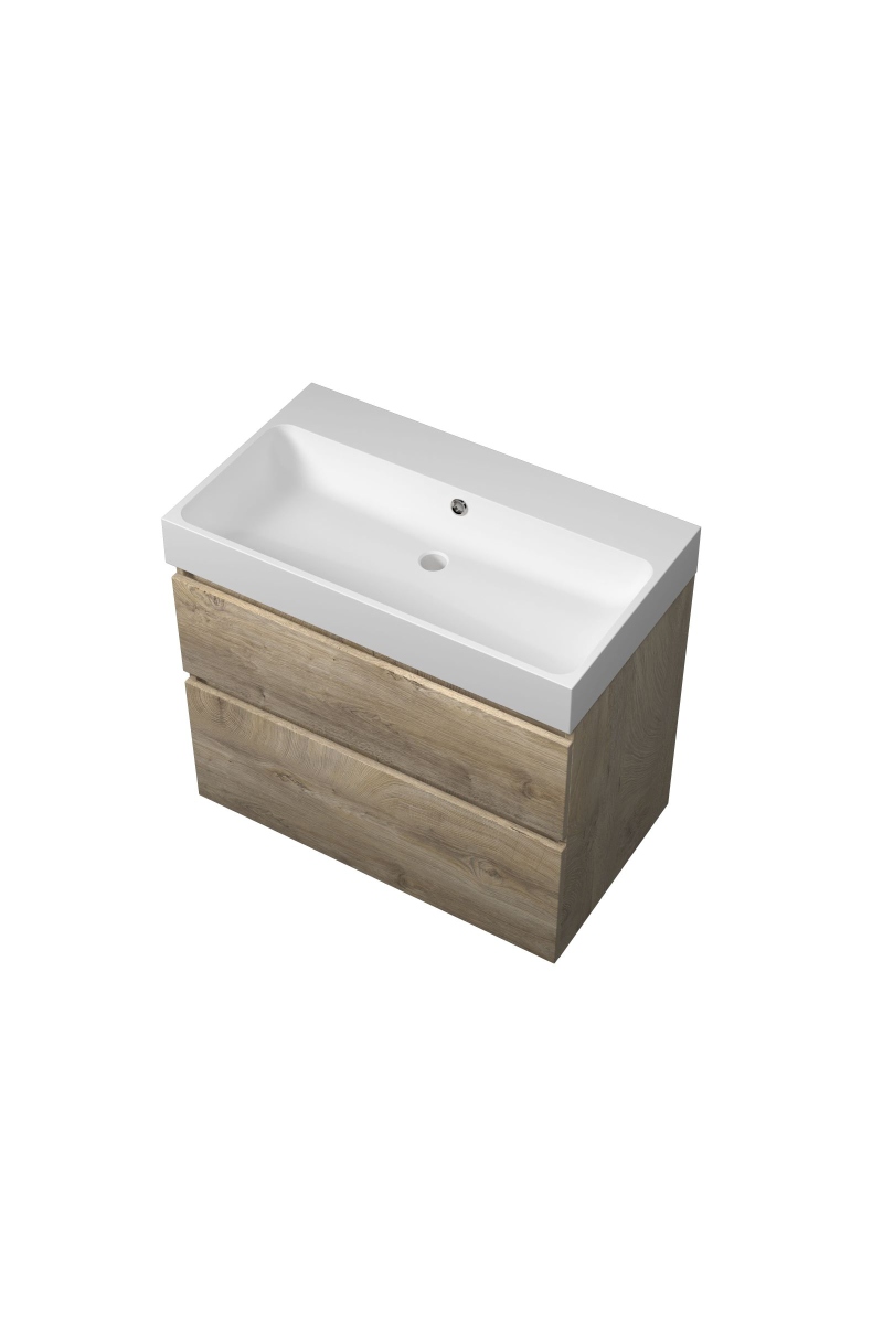 Proline set polystone Loft wast. z. krgt. en onderk. a-sym. 1817061 Raw oak/Mat wit H700xB800xD460