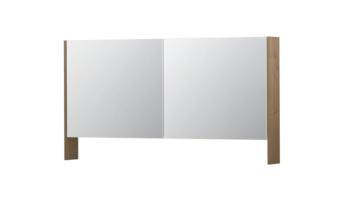 INK SPK3 spiegelkast m. dubbel gesp. 2 deuren icm open planchet en stop/schak. 1110322 Ash grey fineer H740xB1400xD140