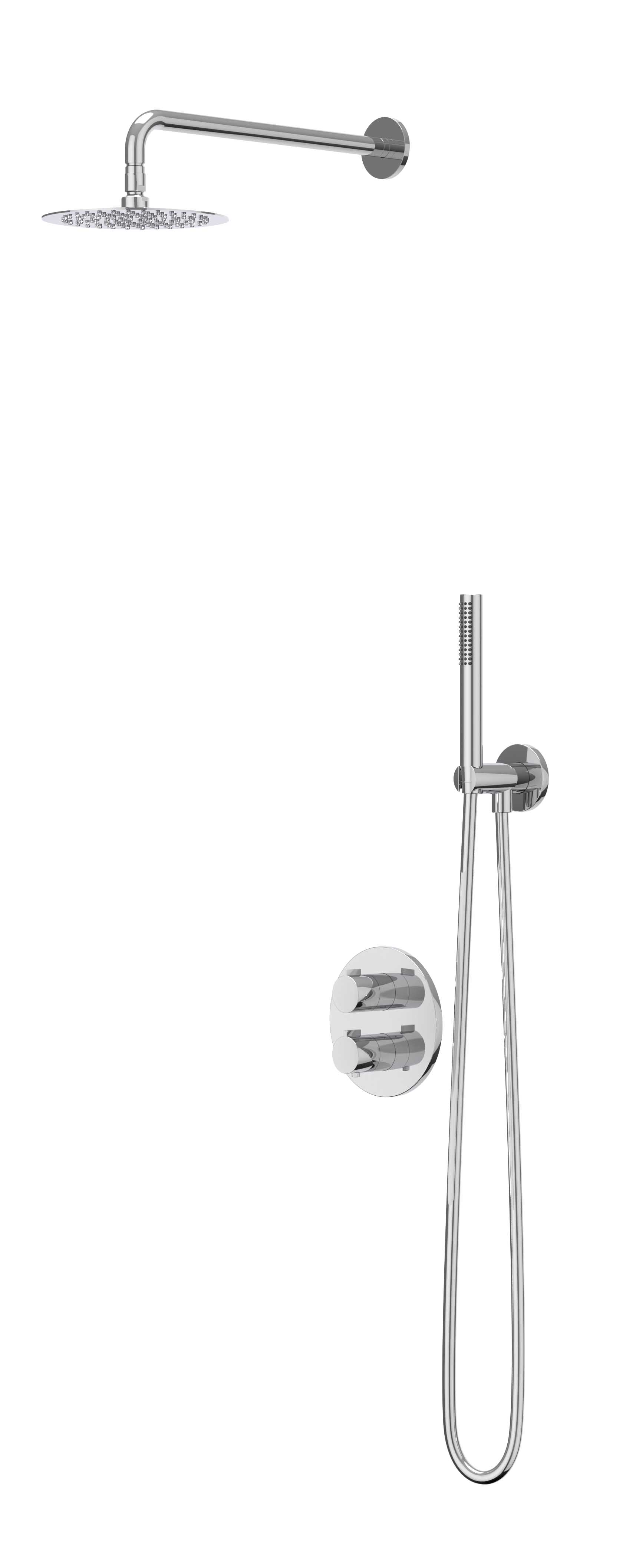 IVY Pact set 2-weg st.omst. pl.b. 15cm R20cm houder m. uitl. slang 150cm + s.spr. hd. CSP2EXCRCABA Chroom