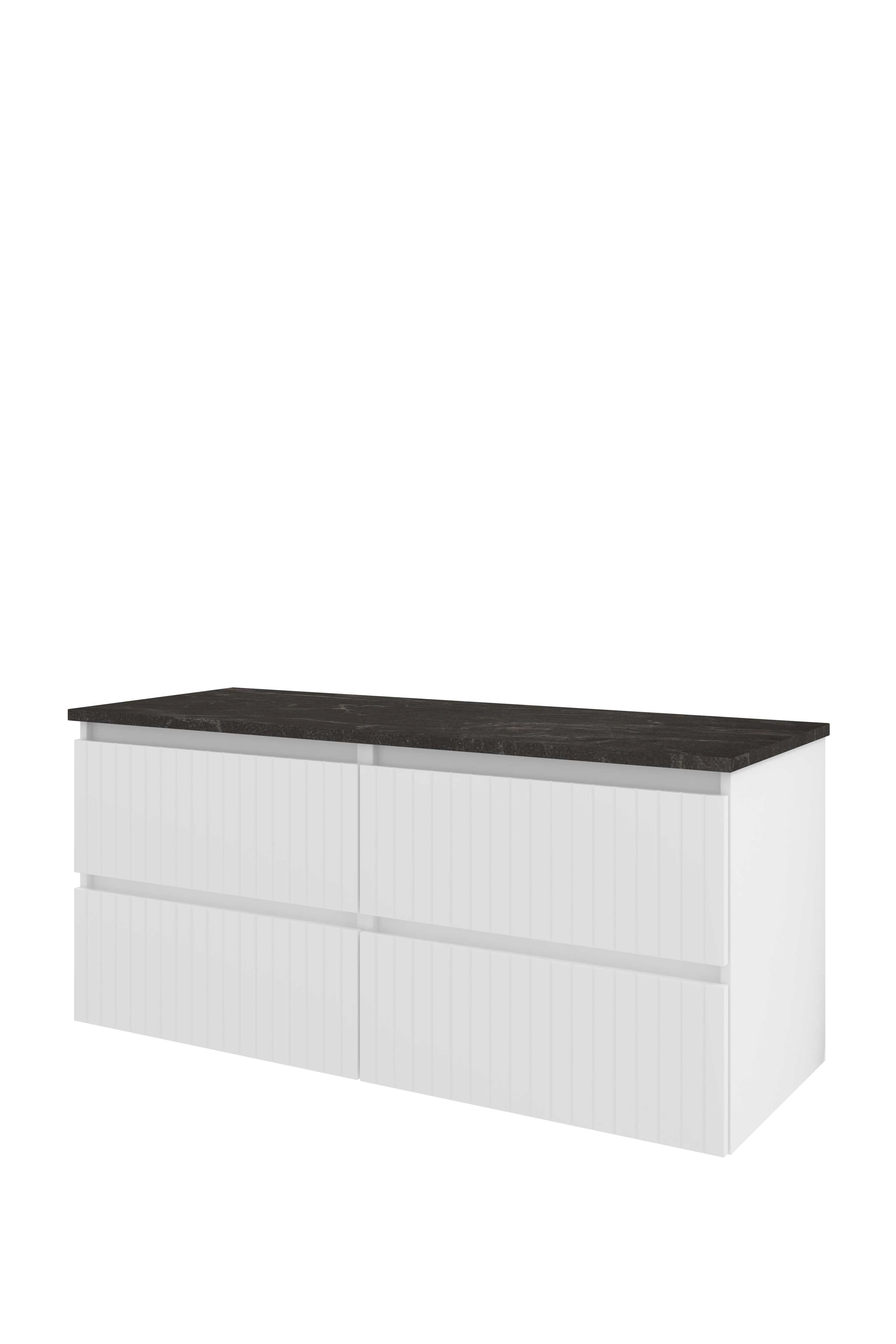 Proline Set Top afdekplaat en onderkast 4 laden sym. gefr. 1818984 Glans wit/Blue stone 1200x460x540