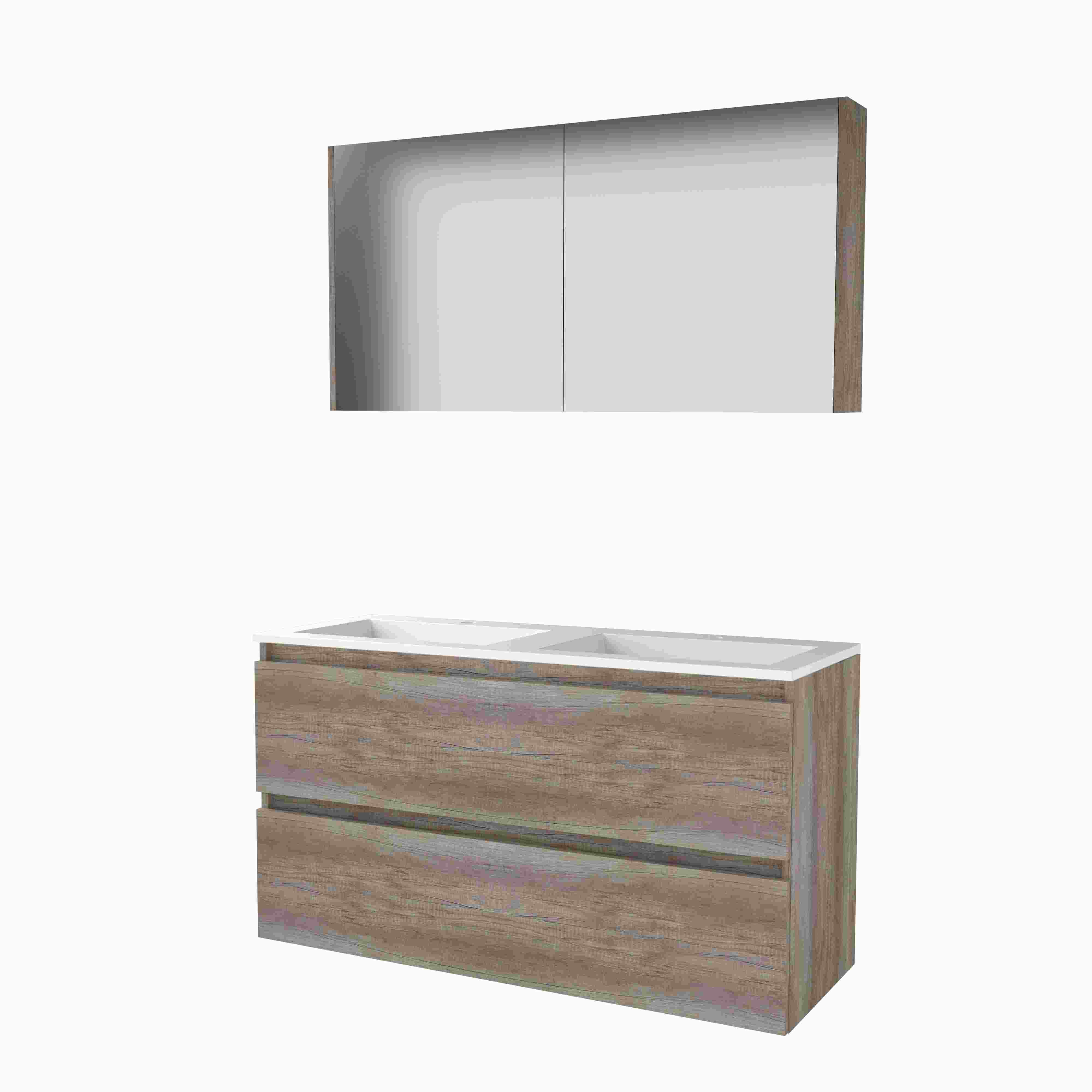 Basic Comfort 46 set 120x46cm greepl. 2 la Acryl wast. 2 krgt incl. kast C46GL1202A0SO Scotch Oak