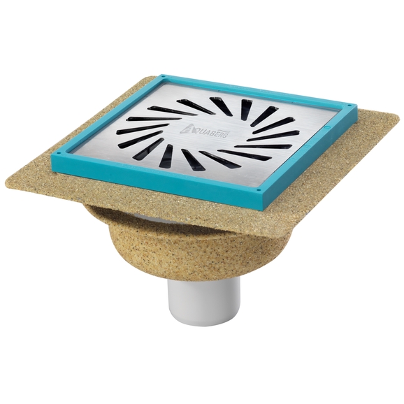 Aquaberg vloerput ABS bezand ou 50 mm flens/voegframe 6mm x 10mm verstelbaar vert-hor 2034 - 146x146mm