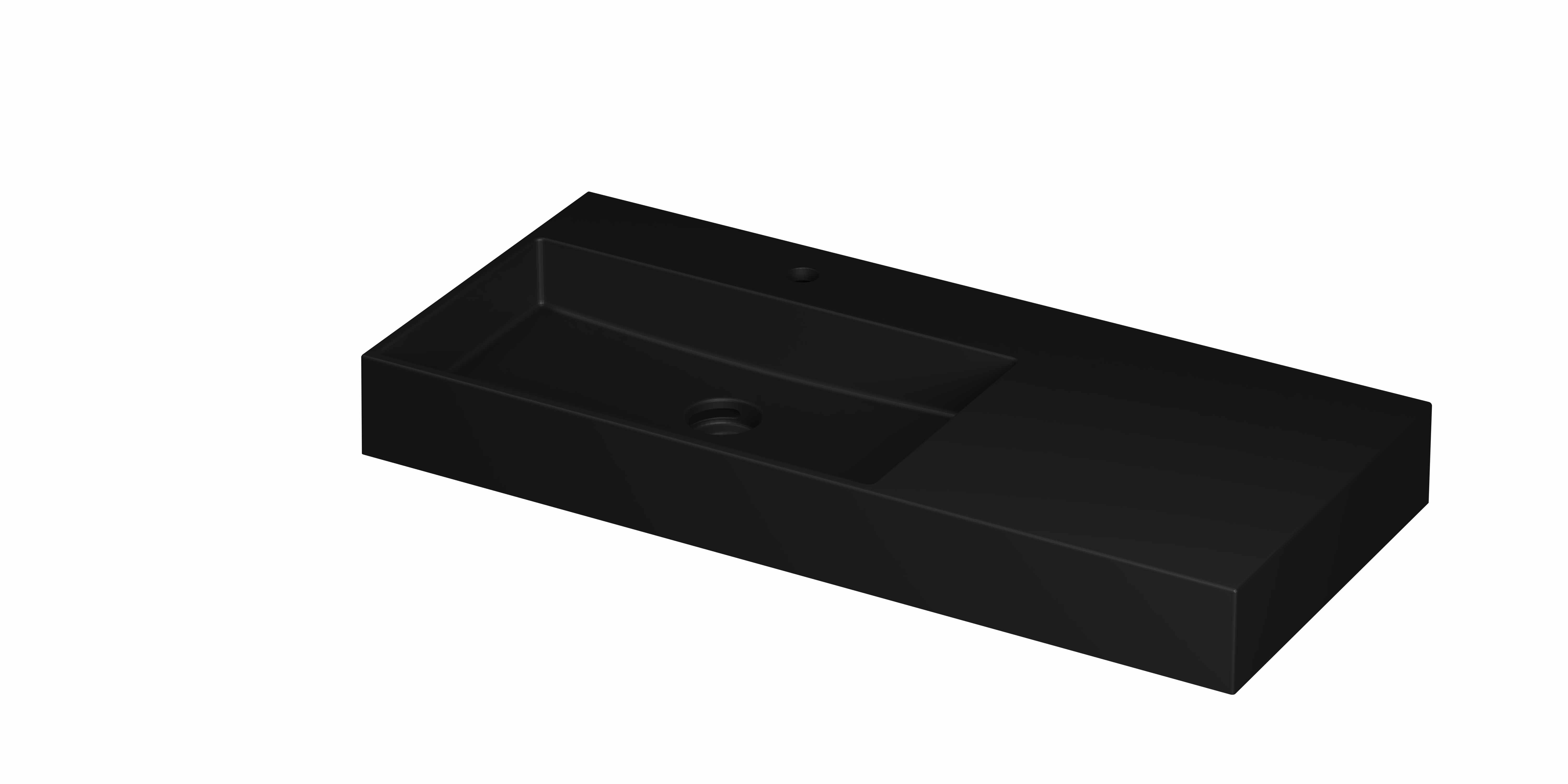 INK United wast. porselein links met 1 krgt. incl. keram. click plug en verb. overl. syst. 0206414 Mat zwart 1000x450x110
