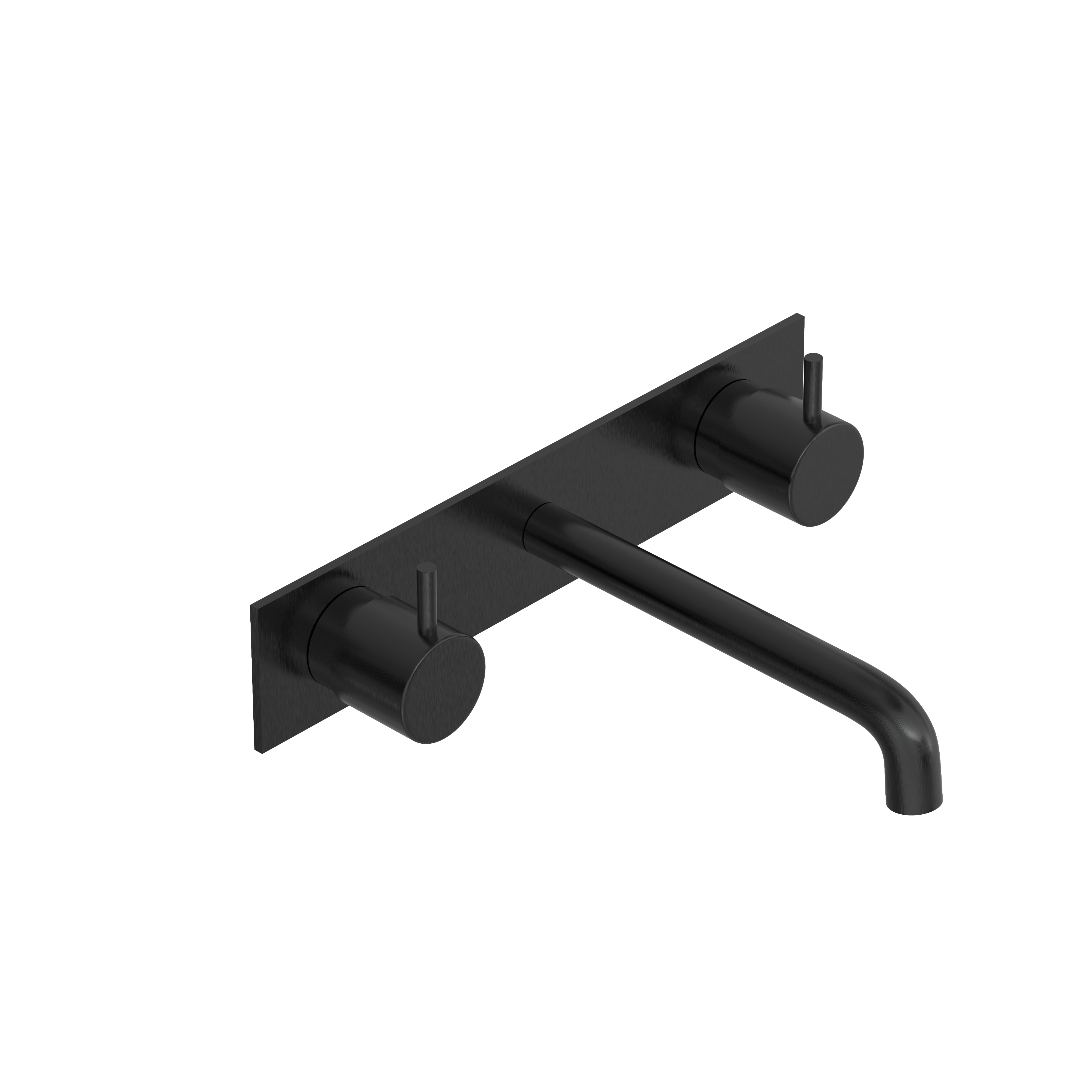 Hotbath Cobber afbouwdeel wastafelmengkraan 3 gats inbouwbrug achterplaat 18cm uitloop CB006TEXT18MBP Geborsteld zwart PVD