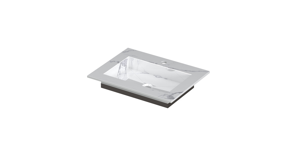 INK Post wast. keramische slab envelop bak m. 1 krgt. H10xB600xD450 Statuario glans / 210013