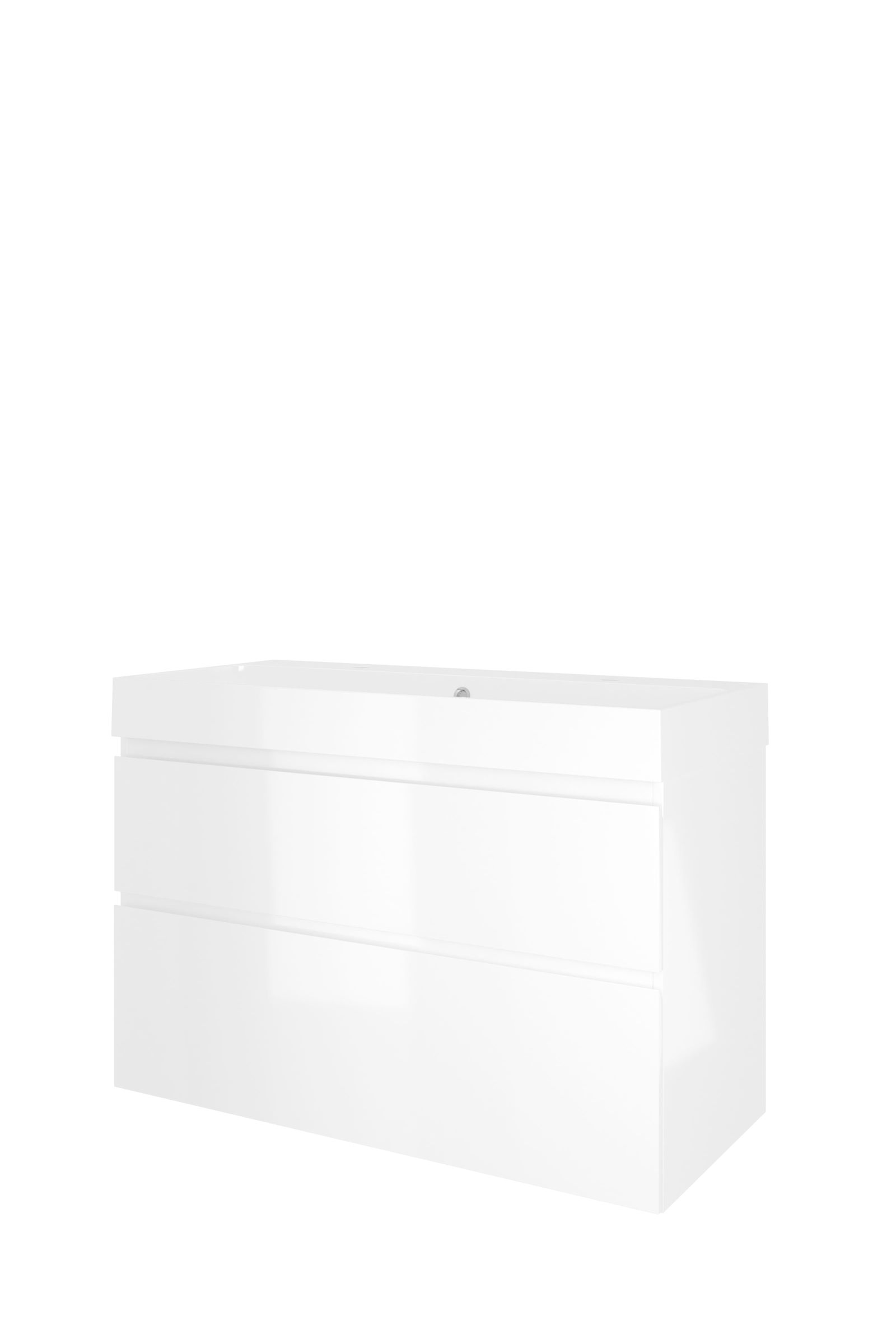 Proline set polystone Loft wast. met 2 krgt. en onderk. a-sym. 1817104 Glans wit/Glans wit H700xB1000xD460