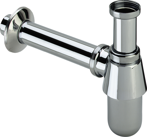 Chroom bekersifon m/muurbuis+rozet 1 1/4 (19.211.5)