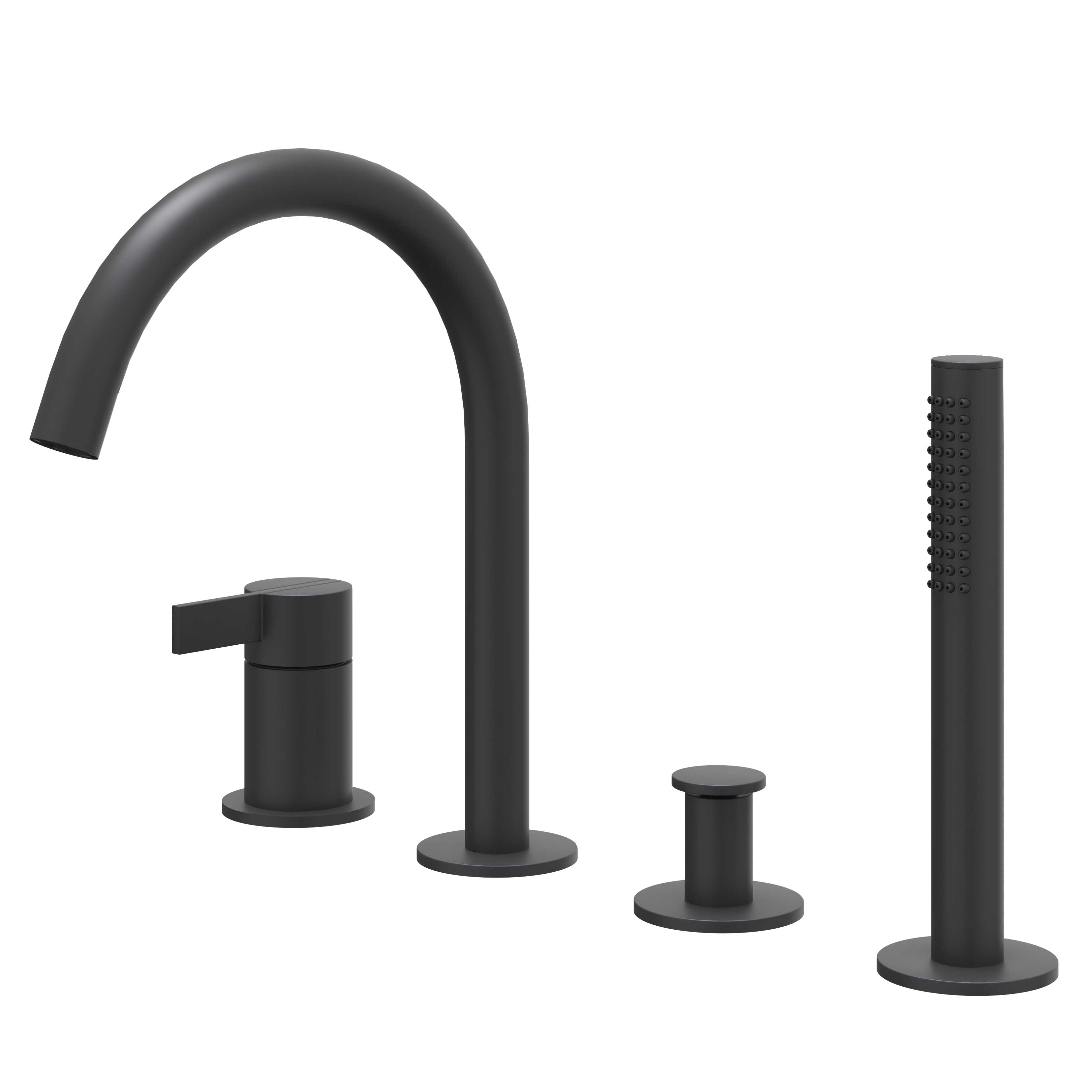 IVY Pact Badrandcombi 4-gats m/draaibare uitloop uittrekbare handd 6302152 Mat zwart PED