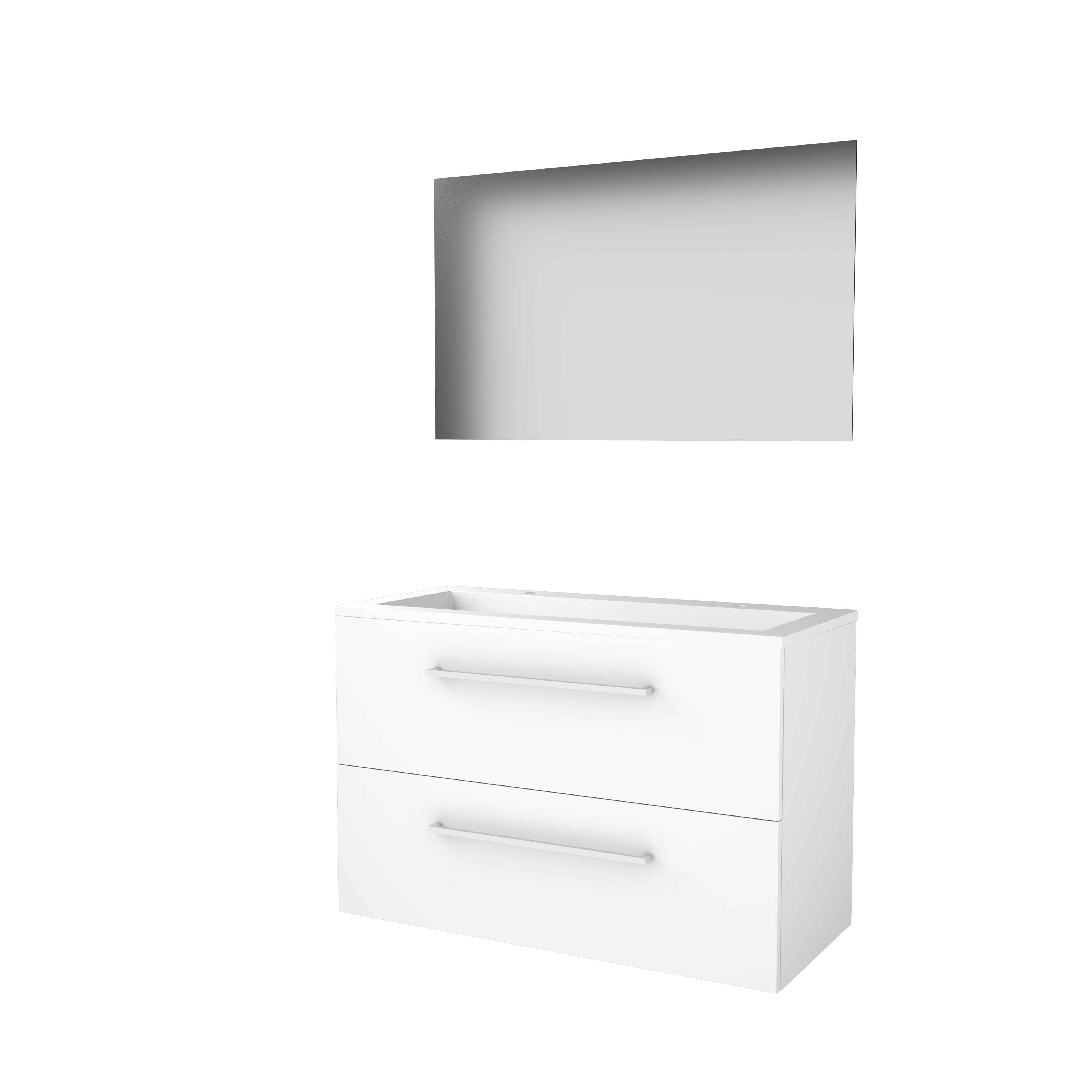 Basic Ultimate 46 onderk. m. gr. incl. 2 la + Acryl wast. incl. 2 krgt. incl. spg. m. LED ind. o+b B1000xD460 Ice White / 1813966