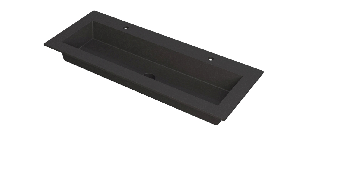 INK Kraft wastafel enkele bak 2 krgtn 3417273 Quartz zwart H10xB1200xD450
