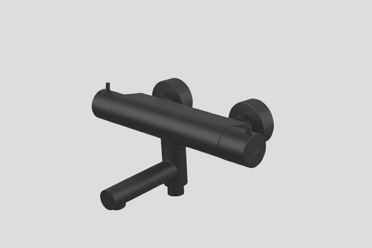 Lagoo Garda thermostatische badmengkraan met uitloop en geintegreerd omstel G3101MB Matt Black