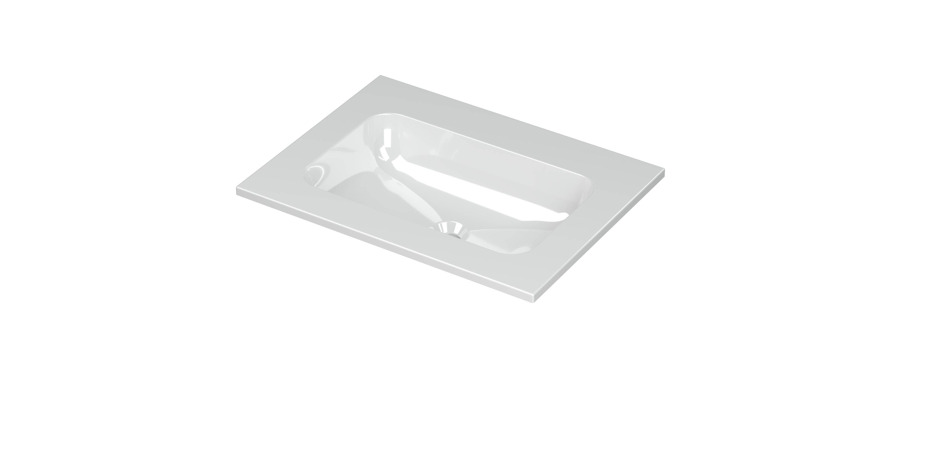 INK Aspekt wastafel pors. m. kom 45 centraal z. krgt. 207000 Glans wit H25xB15xD600