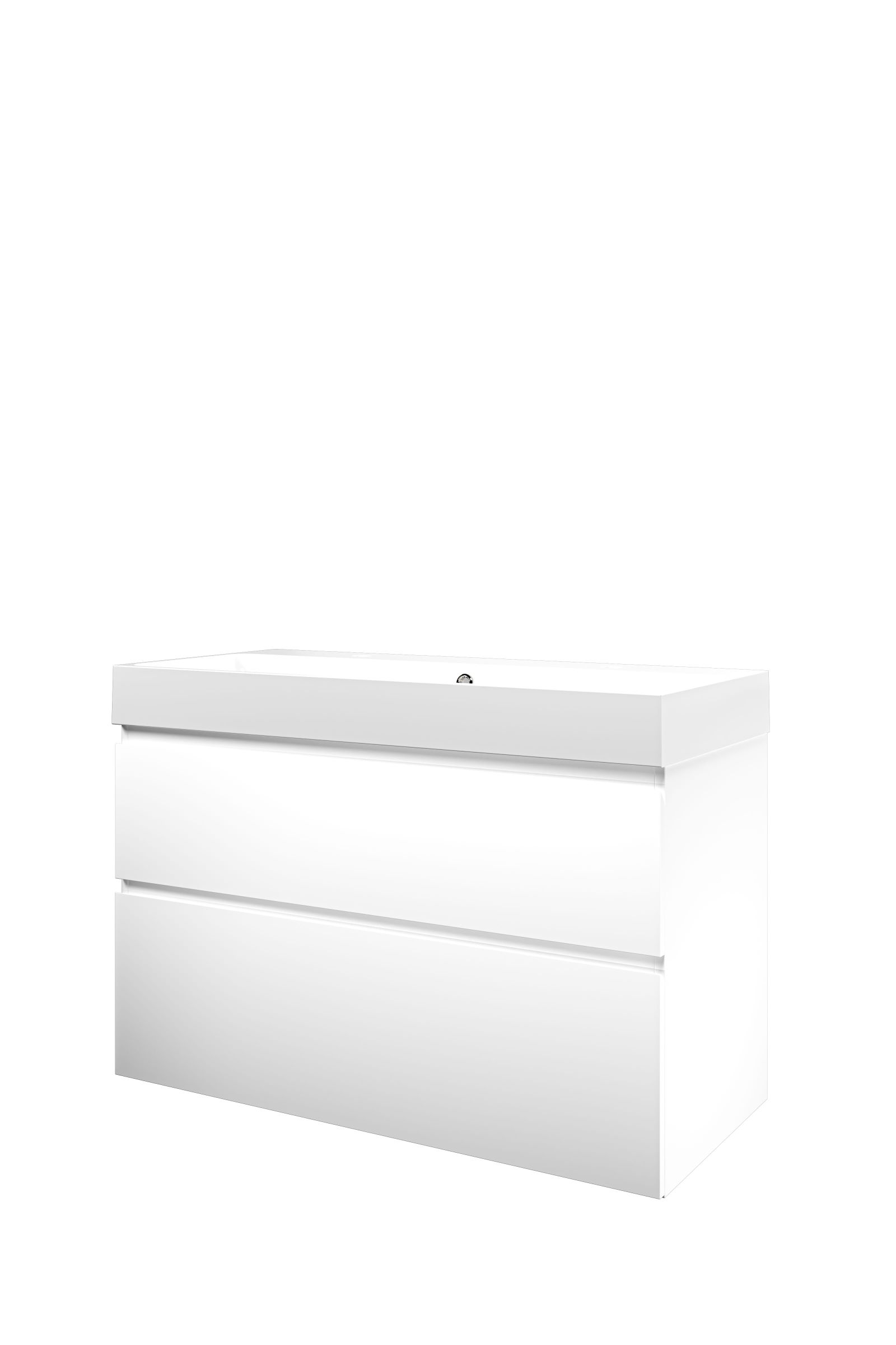 Proline set polystone Loft wast. met 2 krgt. en onderk. a-sym. 1817105 Mat wit/Glans wit H700xB1000xD460