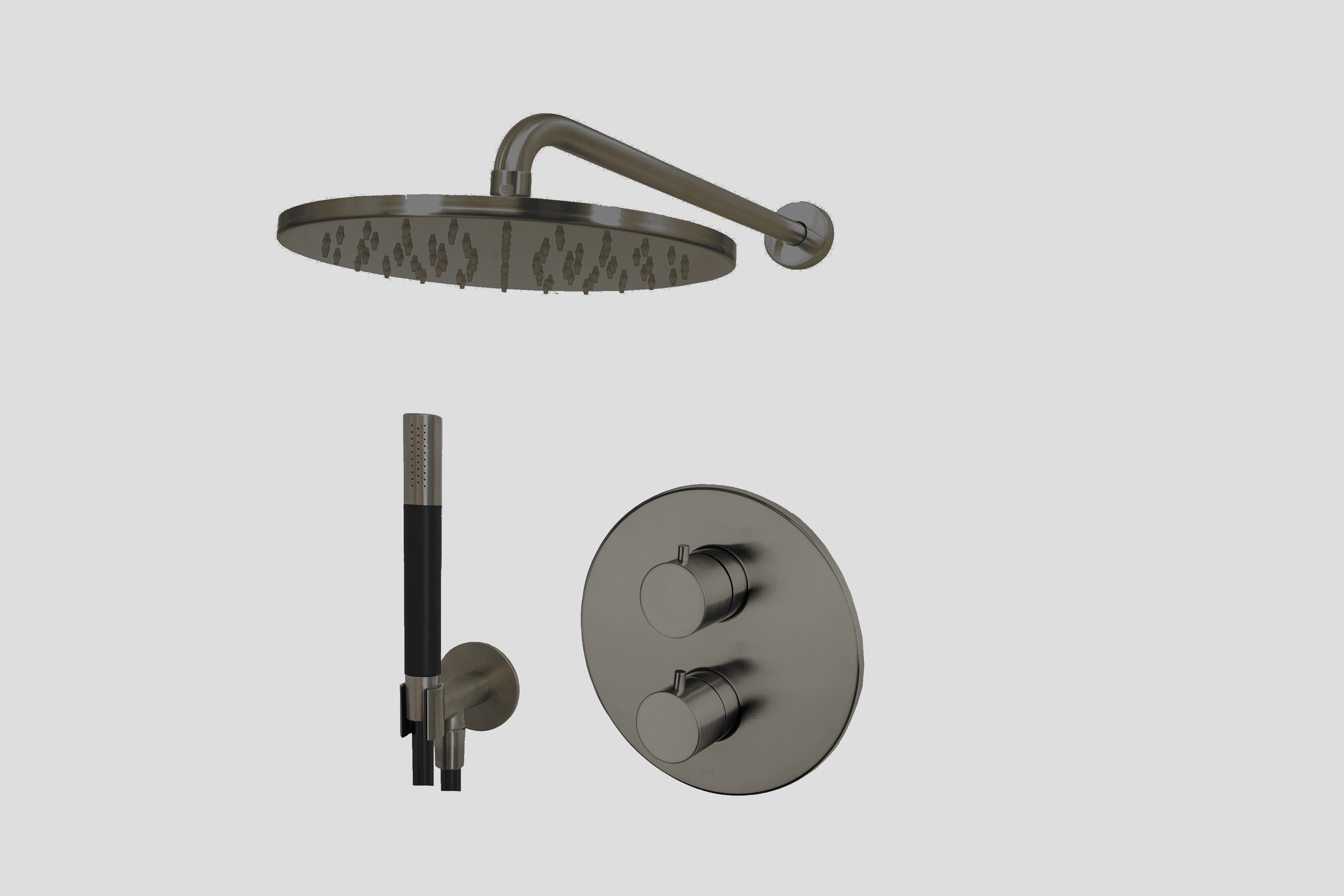 Lagoo Garda Lagoo Voordeel Set: thermostatische douche set m. 2-weg stop/omstel LVS1GM Brushed Gun Metal PVD