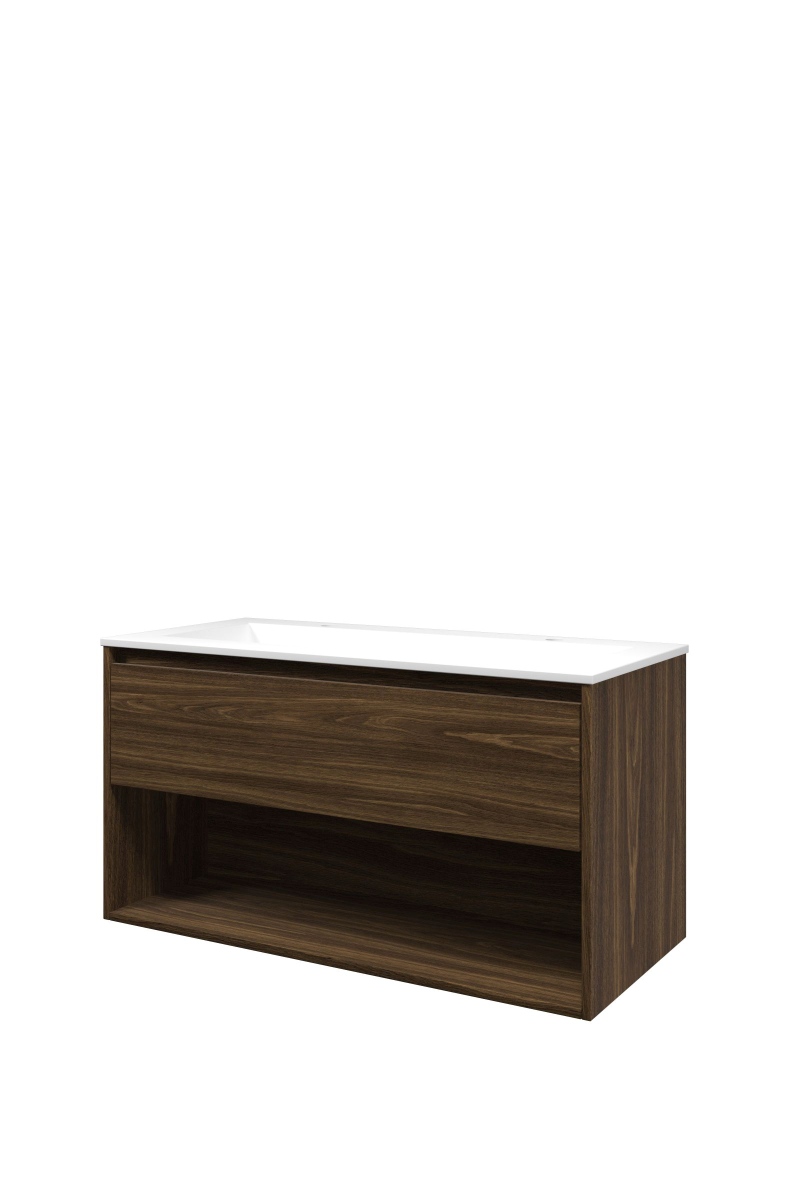 Proline set polystone Elegant wast. met 2 krgt. en onderk. met schap 1816033 Cabana oak/Mat wit H540xB1000xD460