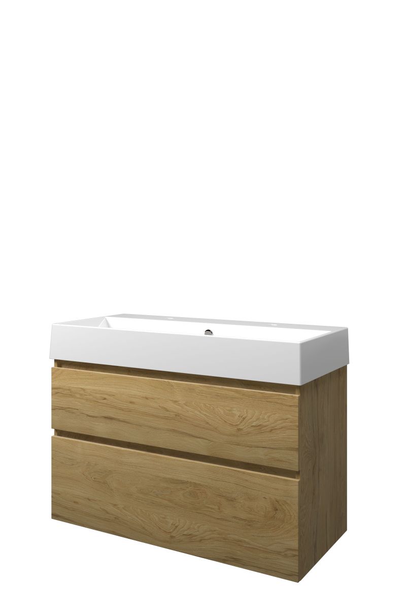 Proline set porselein Loft wast. met 2 krgt. en onderk. a-sym. 1815562 Ideal oak/Glans wit H700xB1000xD460