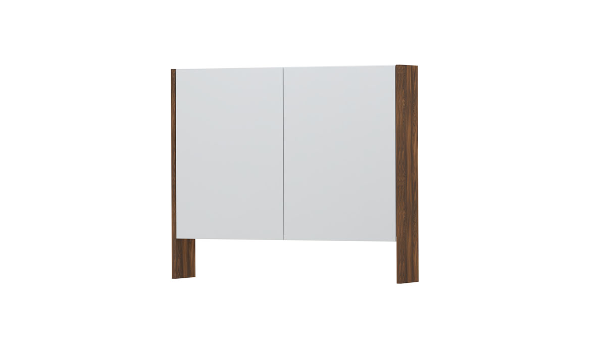 INK SPK3 spiegelkast m. dubbel gesp. 2 deuren icm open planchet en stop/schak. 1110164 Noten H740xB900xD140