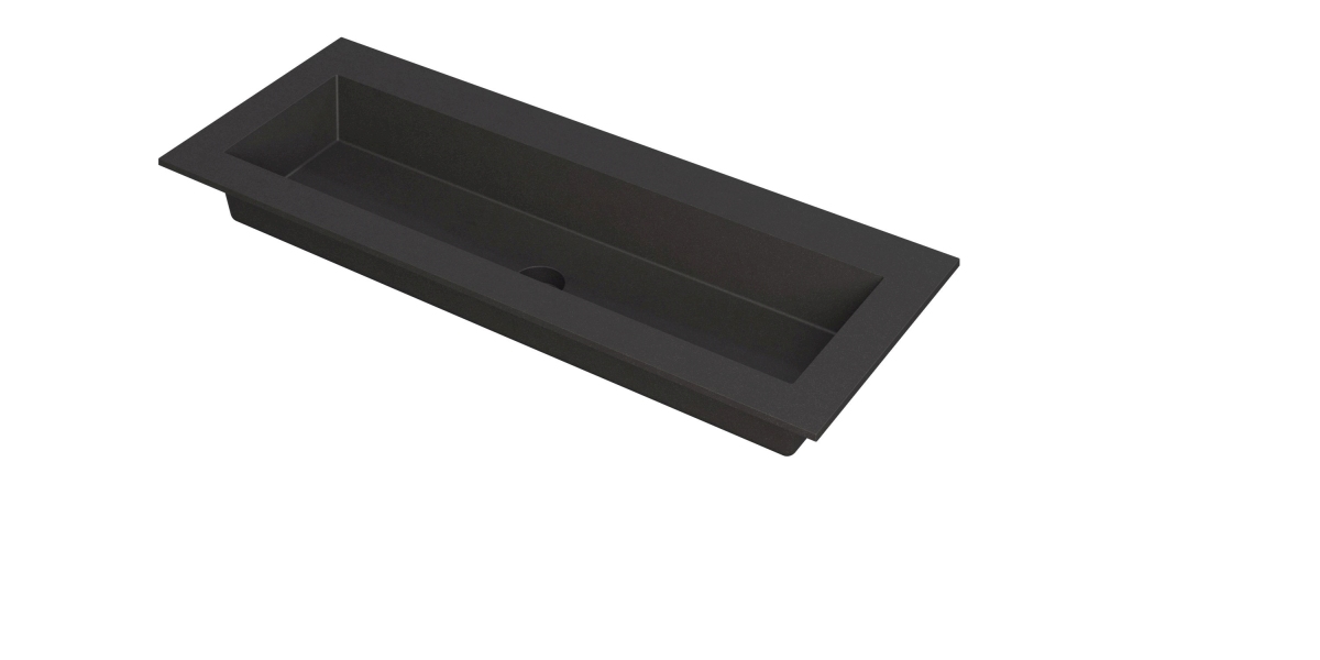 INK Kraft wastafel enkele bak z. krgt 3417253 Quartz zwart H10xB1200xD450