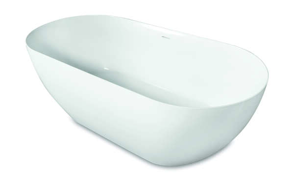 LU vrijstaand bad m dunne rand van mineral stone m overl. 175x80x58h Wit glans