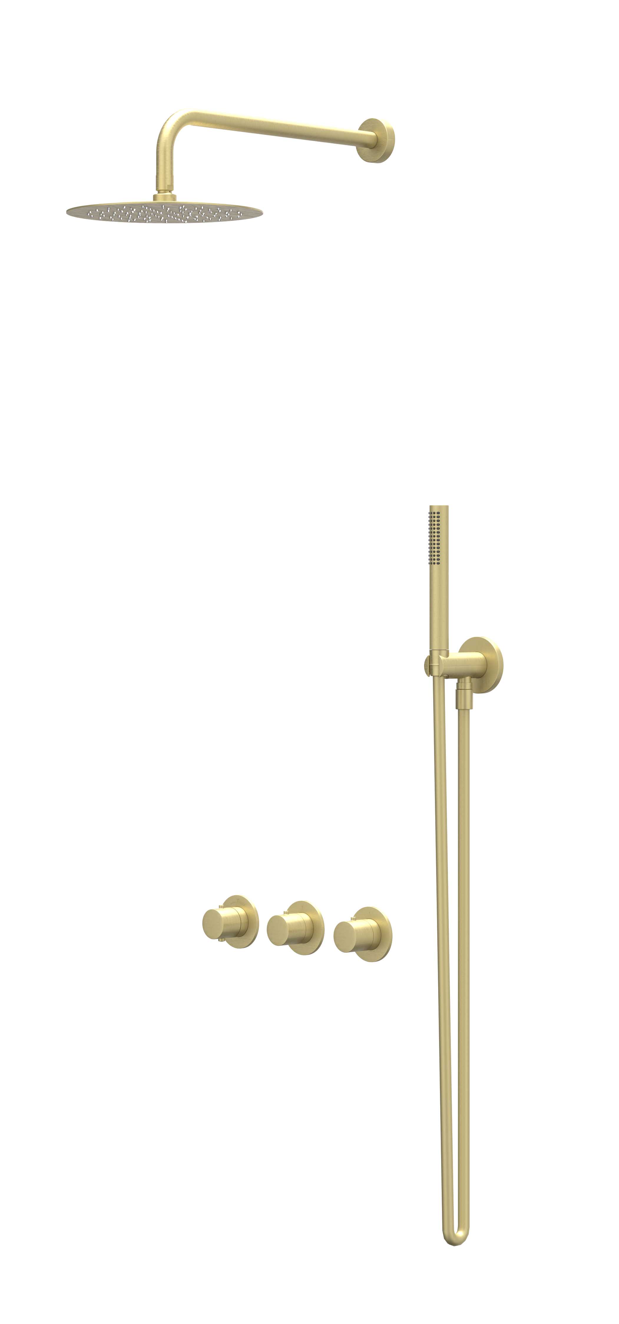 IVY Bond Inbouwset 2 stopkr.  plaf-30 20cm sl houder  en 3-st handd CSB4MPBACA gebr. mat goud PVD