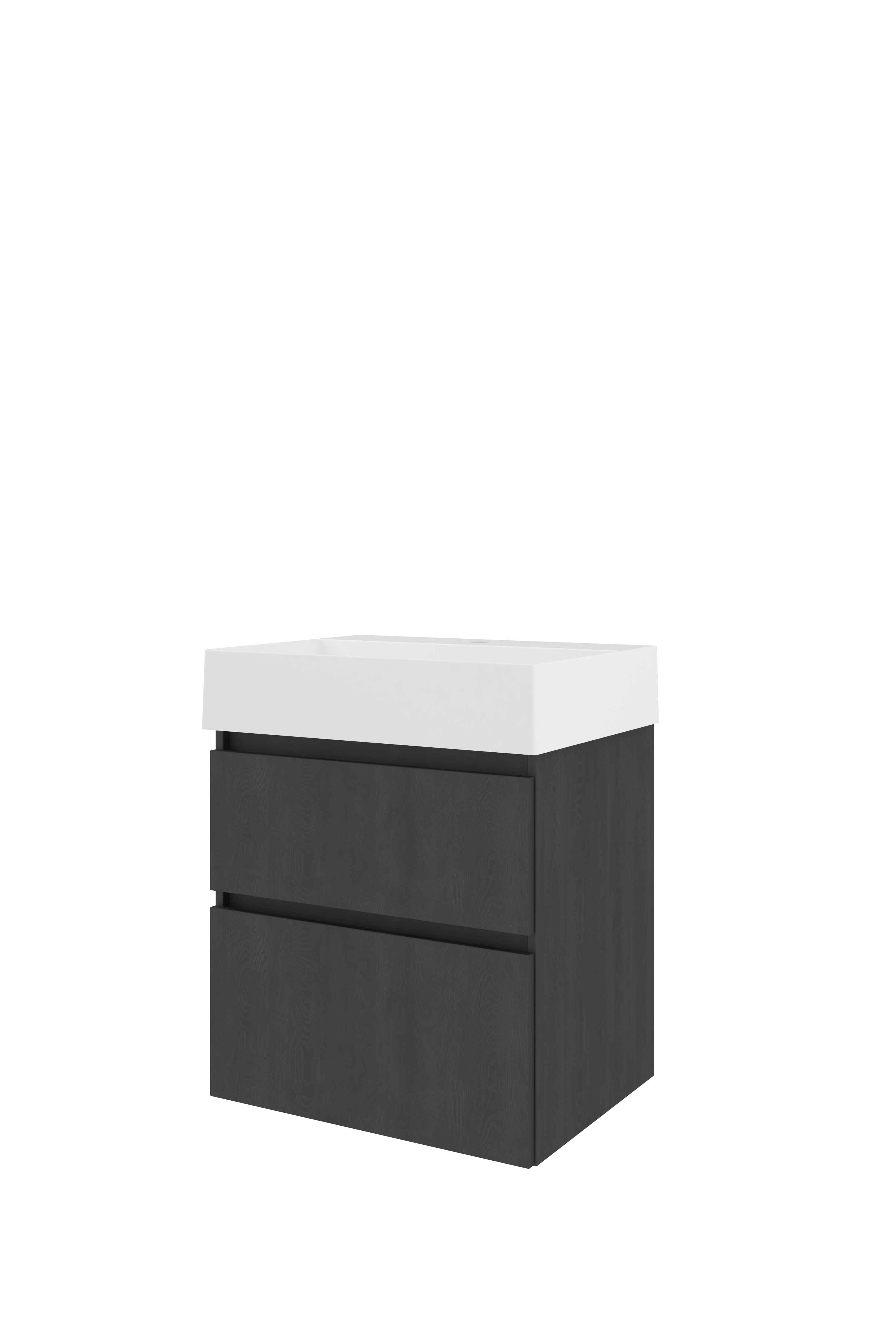 Proline Set porselein Loft wast. met 1 krgt. en onderkast a-sym. 1815517 Black oak/Glans wit 600x460x700