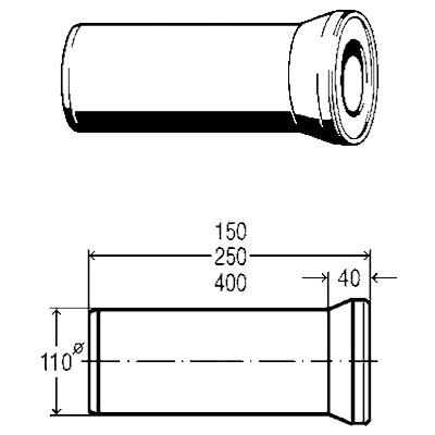 Viega Klosetaansluit recht 110x400mm. Wit (3815)